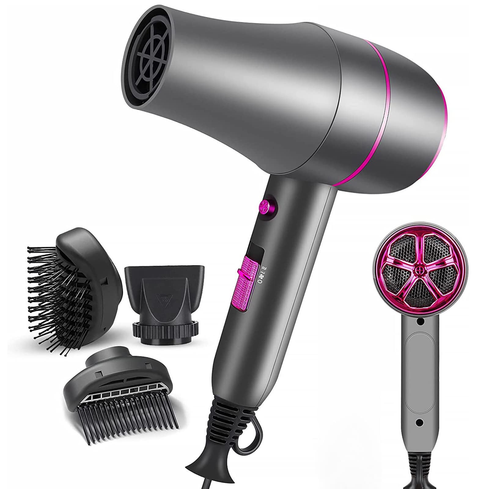 Rosy Forth Professional Ionic Hair Dryer 2000W AC Motor Blow Dryer Fast Drying with 3 Air Nozzle, Hot and Cold Wind Constant Temperature for Home, Barbershop, Salon