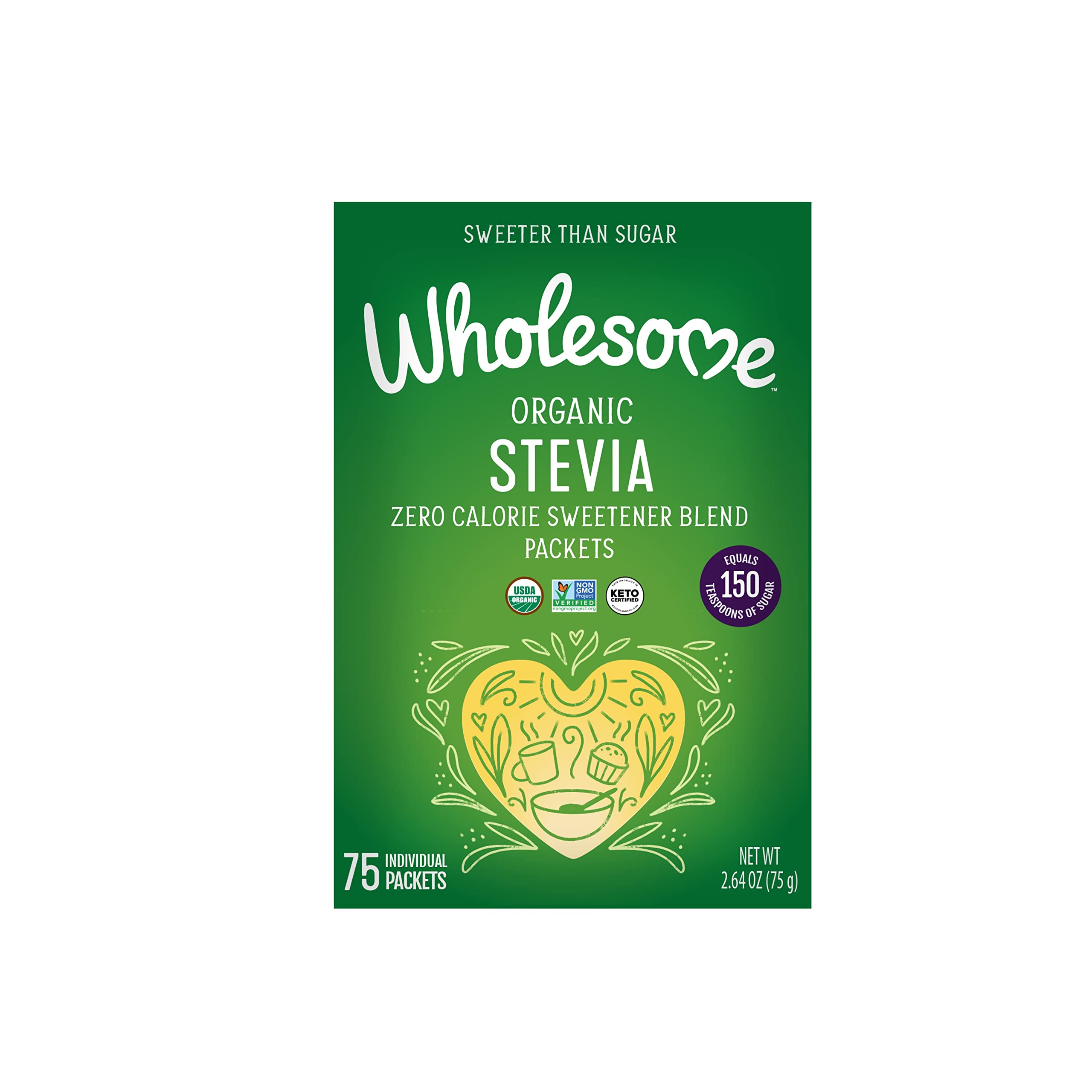 Wholesome Sweeteners Organic Stevia, 75-Count (Pack of 3)