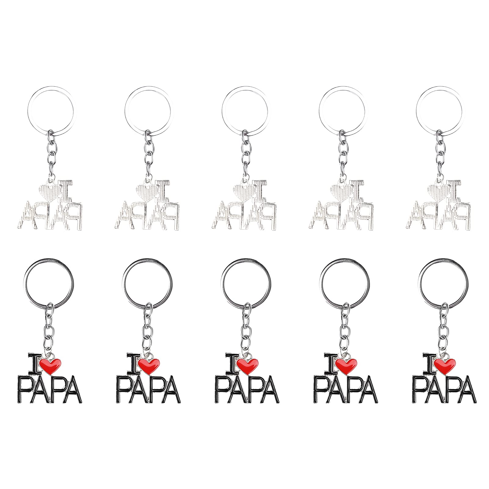 Pendant Keychains, Keychains 10pcs Alloy Heart Shape for Keys for Cell Phones for Purses for Backpacks(D110-PAPA)