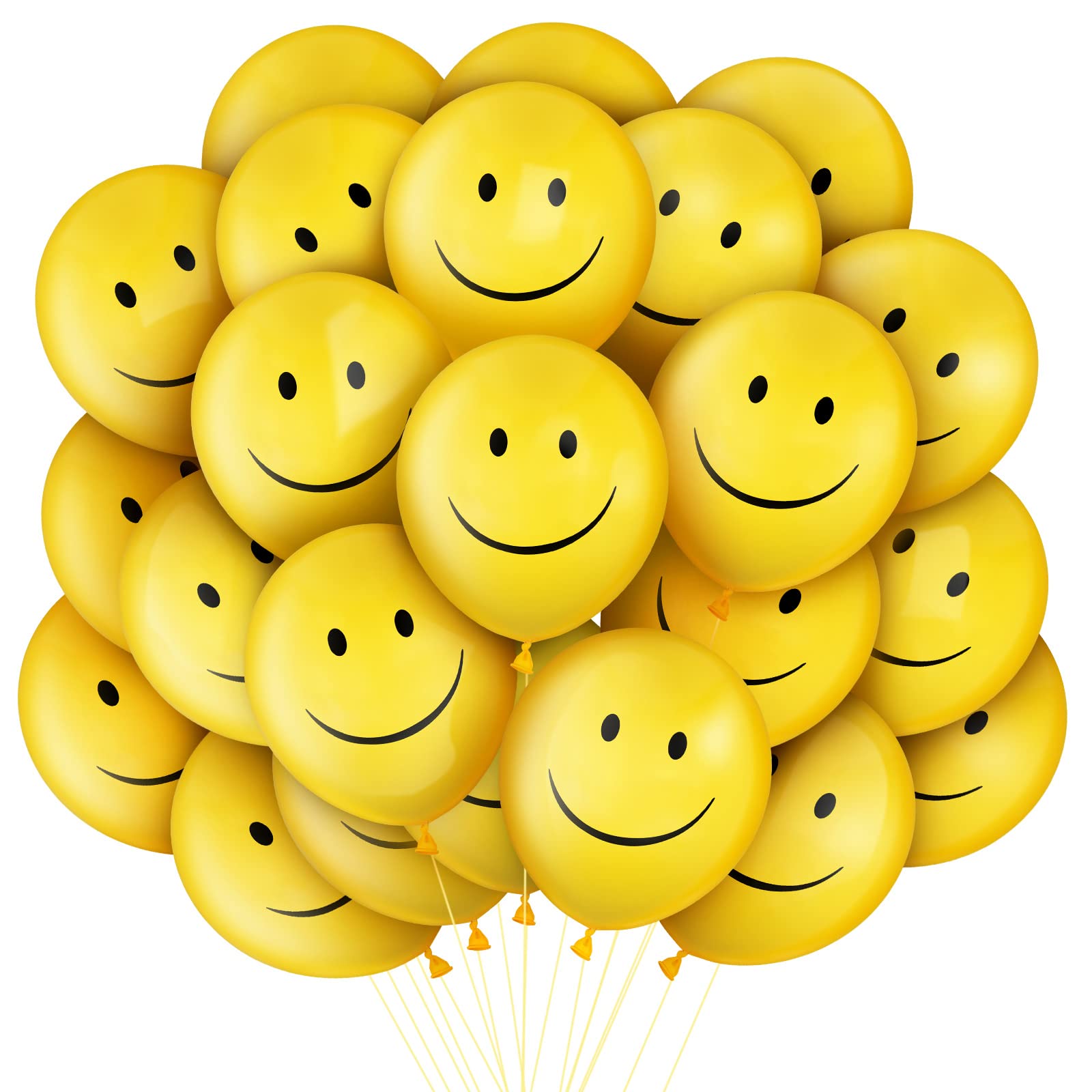 100 Packs Smile Face Latex Balloons 12 Inch Yellow Balloons Funny Smile Face Balloons for Birthday Party Wedding Decoration Supplies