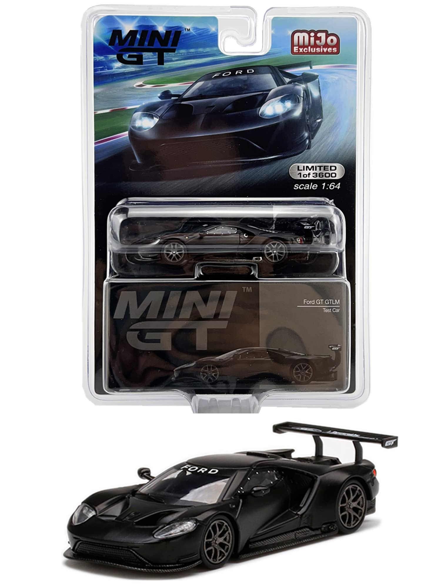 Mini GT 1:64 Ford GT GTLM Test Car (Black,246 - Mijo USA Exclusive)