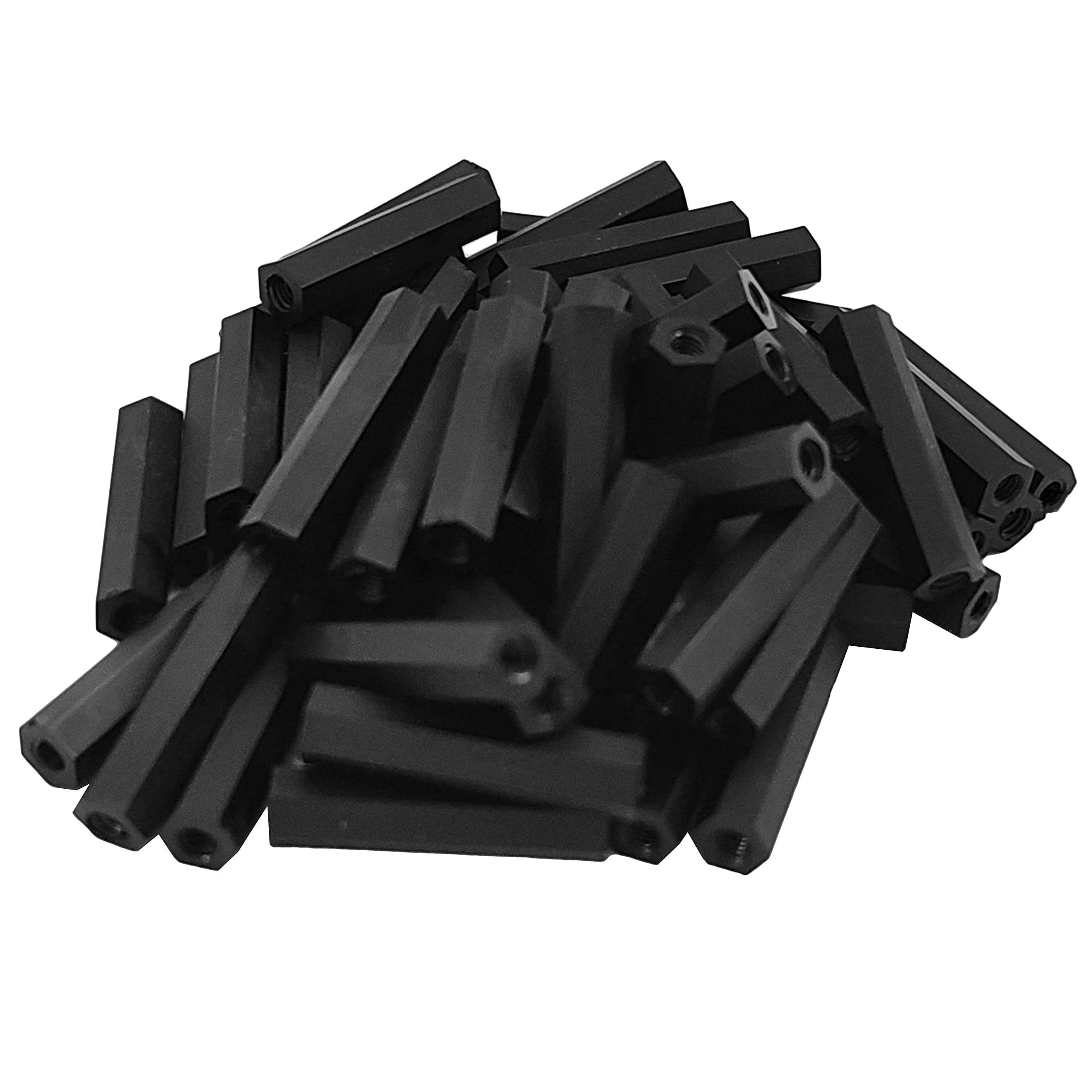 NACX M3 x 25mm Female-Female Hex Thread Nylon Spacer Standoff Pillar, Black, 60Pcs