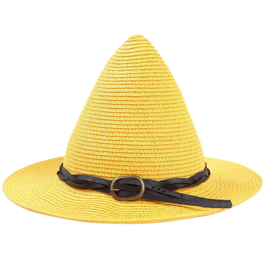 SAYM Women's Brim Straw Witch Hat Beach Sun Cap Halloween Costume Accessory