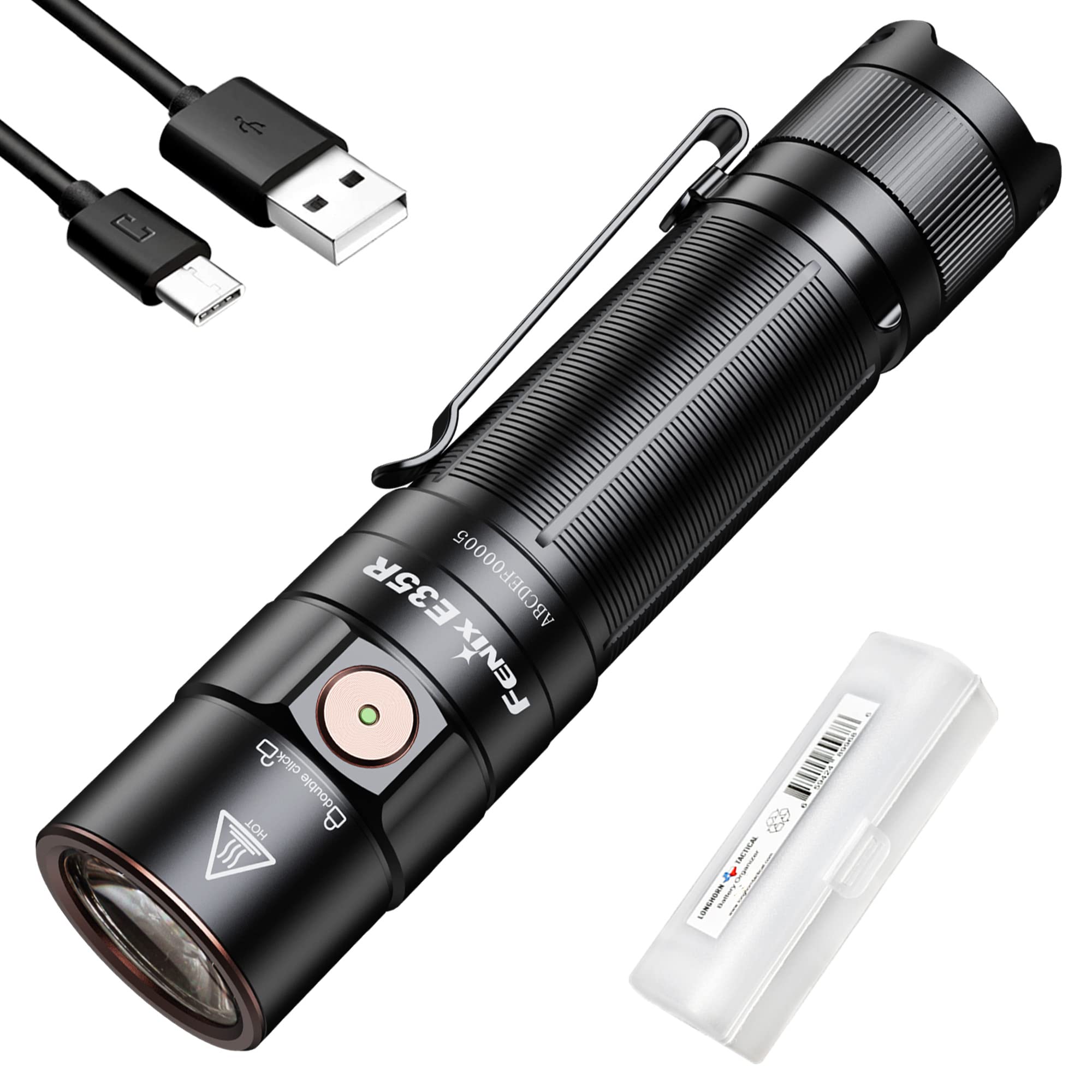 FenixE35R EDC Flashlight, 3100 Lumens USB-C Rechargeable High Lumen Performance Flashlight with LumenTac Organizer