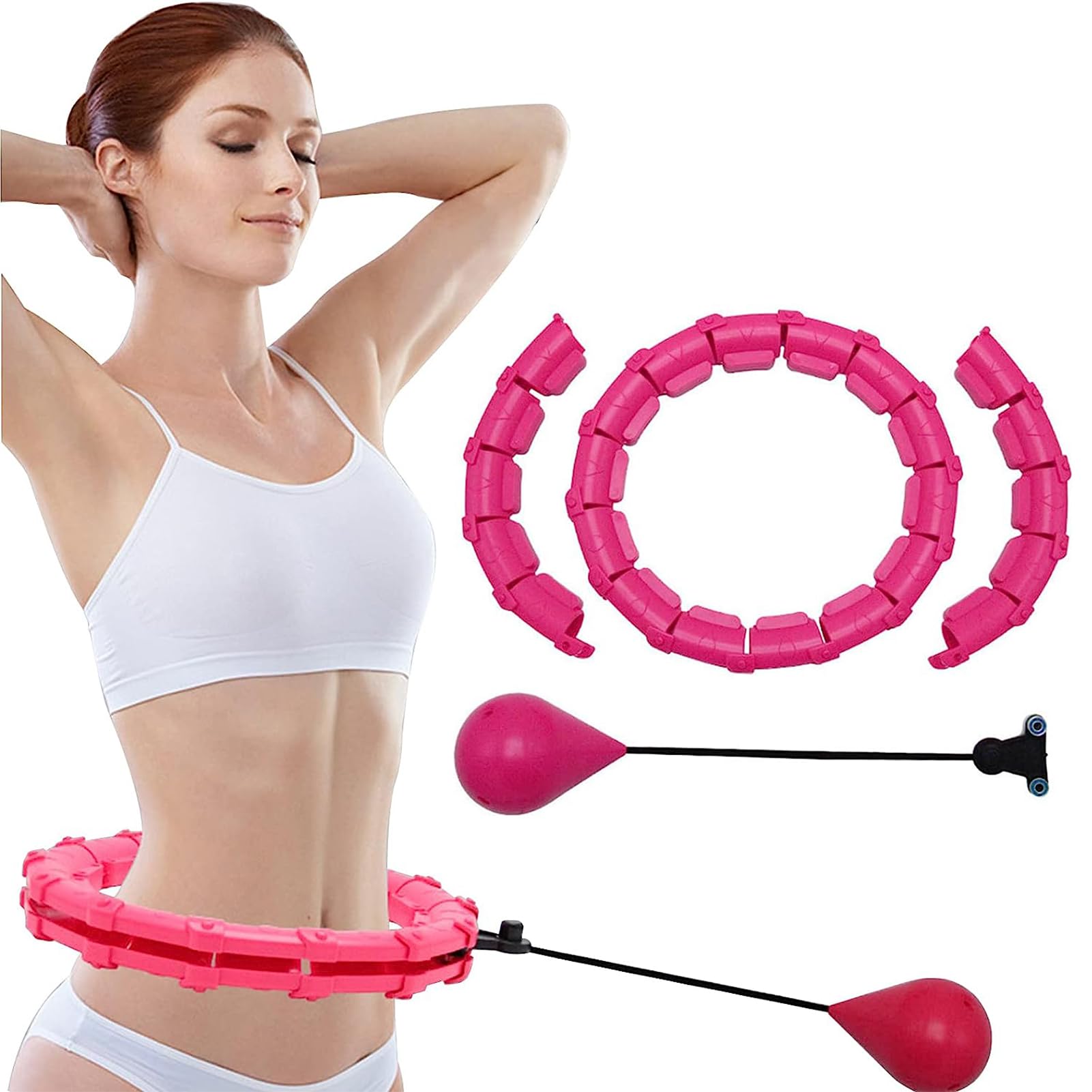 TOYBY Weighted Hula Circle Hoops for Adults Weight Loss, Infinity Hoop Fit Plus Size 47 Inch, 24 Detachable Links, Exercise Hula Hoop Suitable for Women and Beginners