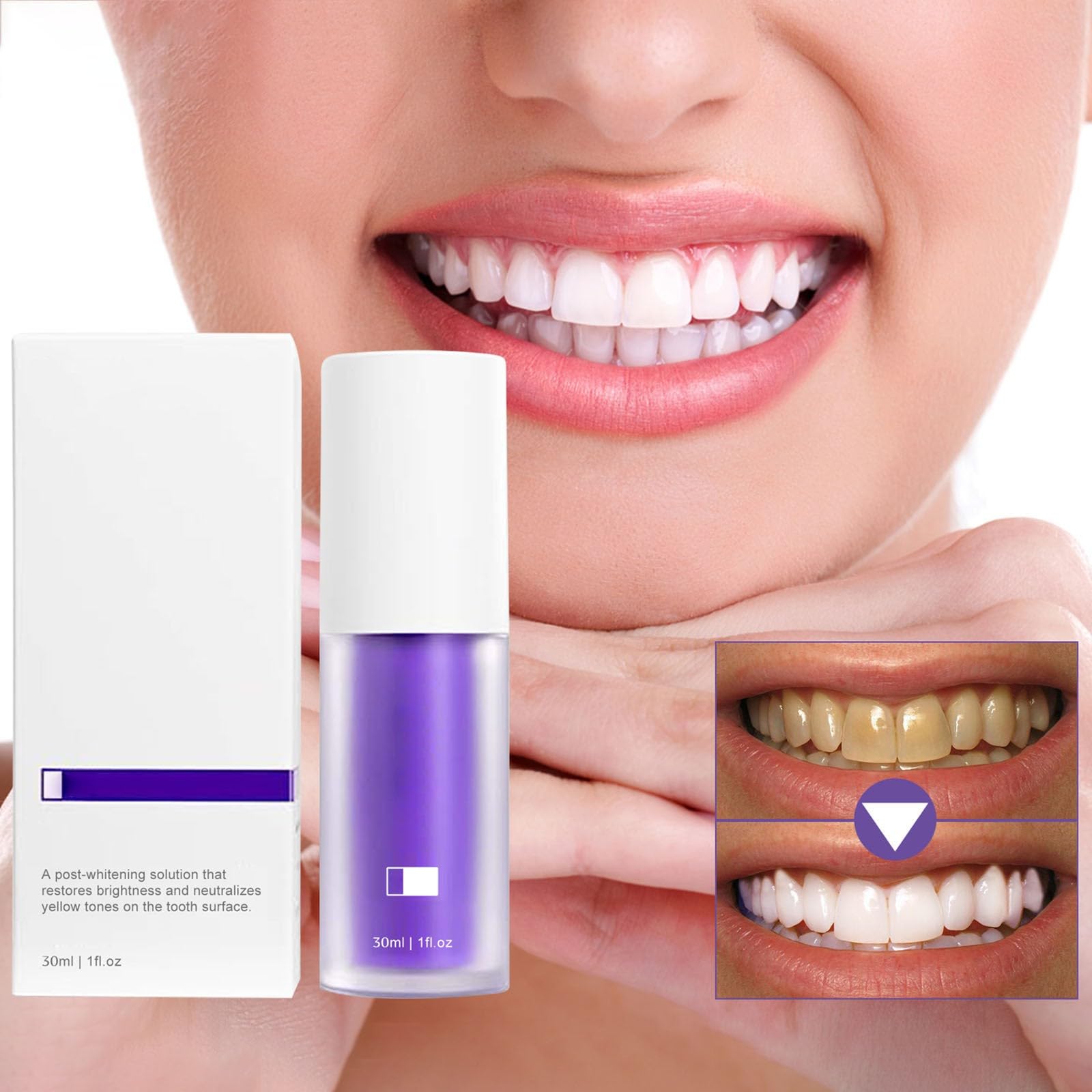 Vipomkowa Toothpaste for Teeth Cleaning, Purple Toothpaste for Tooth Stain Removal, Colour Correcting Tooth Stains, Dental Color Corrector, Teeth Cleaning Foam