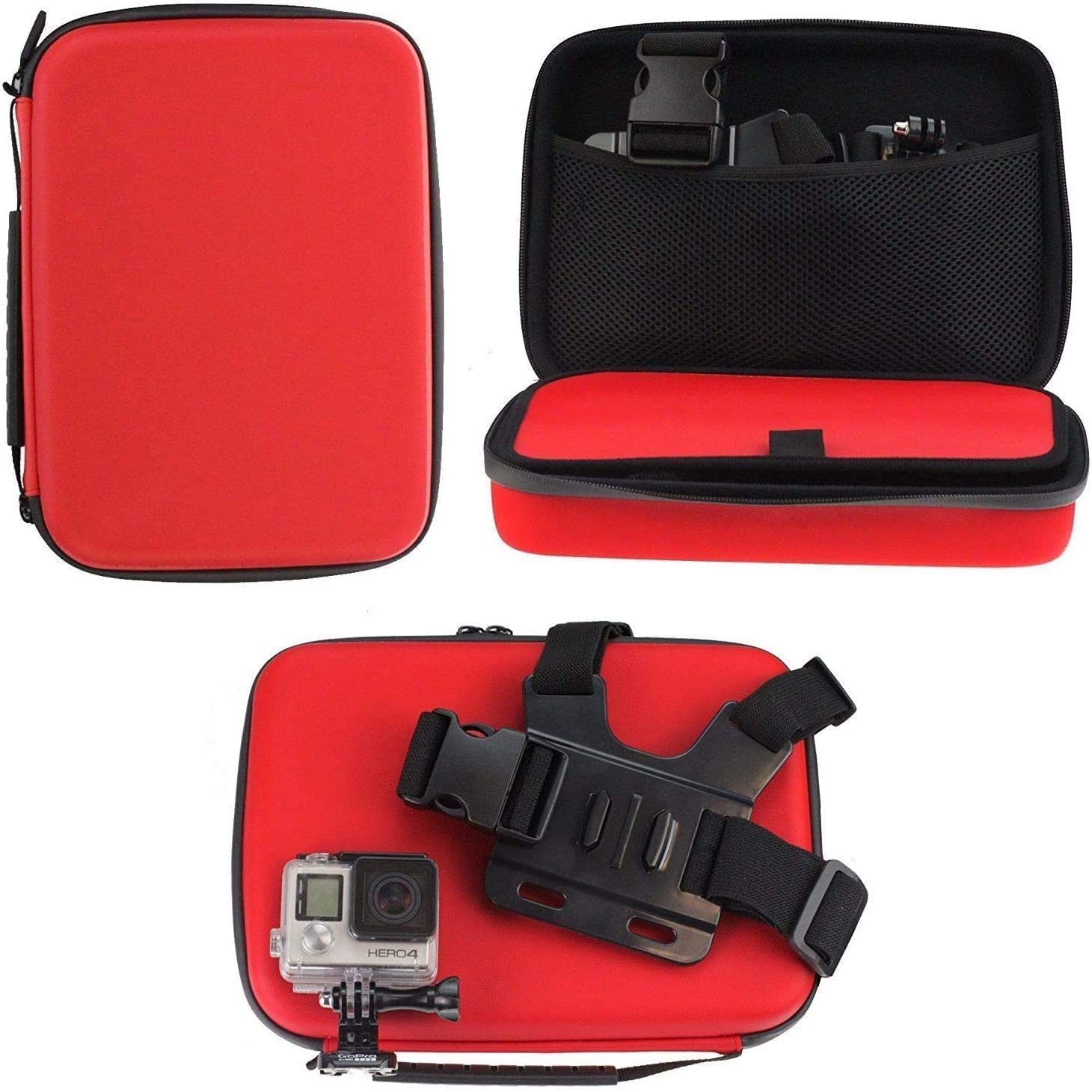 Navitech Red Action Camera Hard Case - Compatible with HONGDAK Action Camera