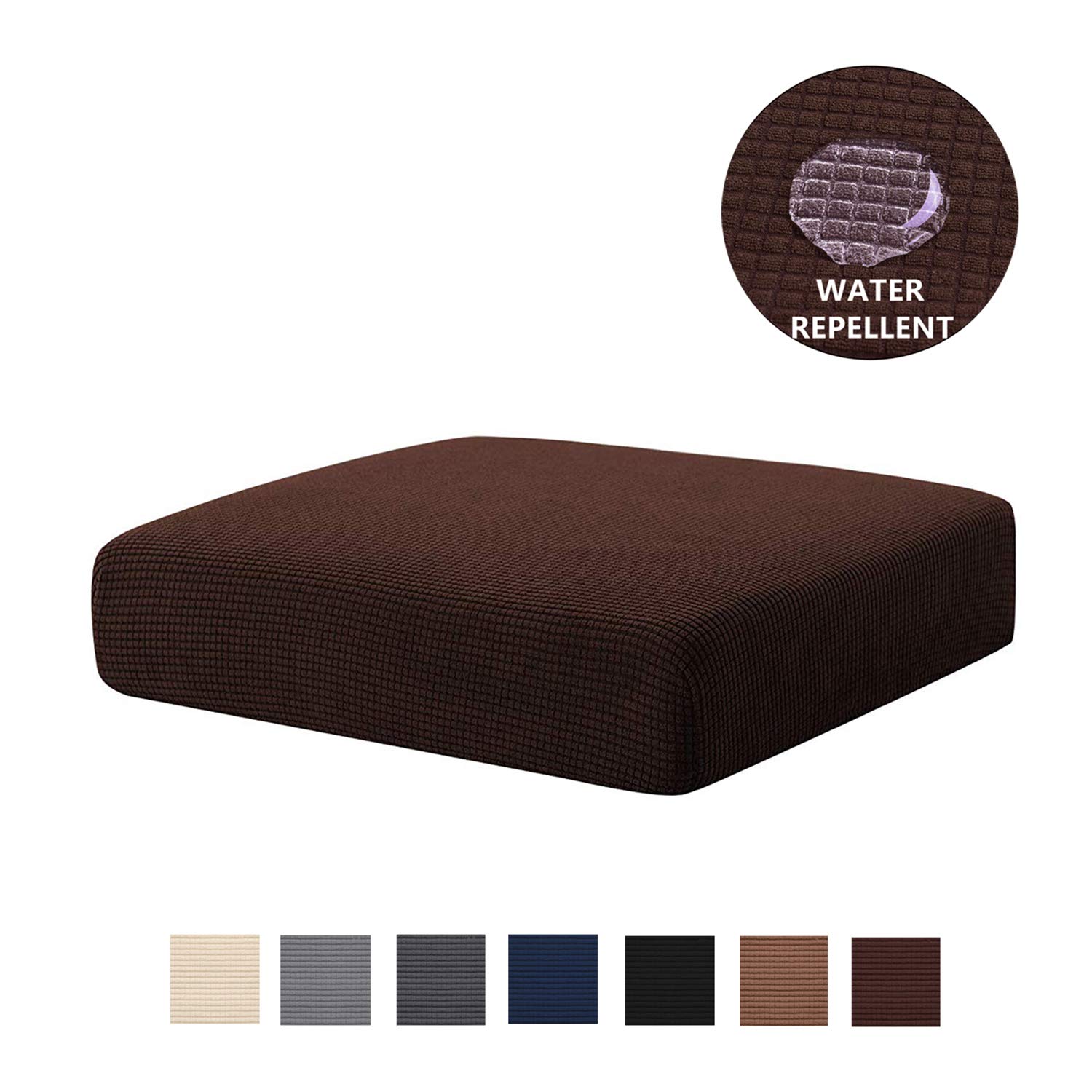 NC HOME Water-Repellent Sofa Cushion Slipcovers Stretch Camper Dinette Cushion Covers Furniture Protector for Sofa Seat with Elastic Bottom (Loveseat Cushion, Chocolate)