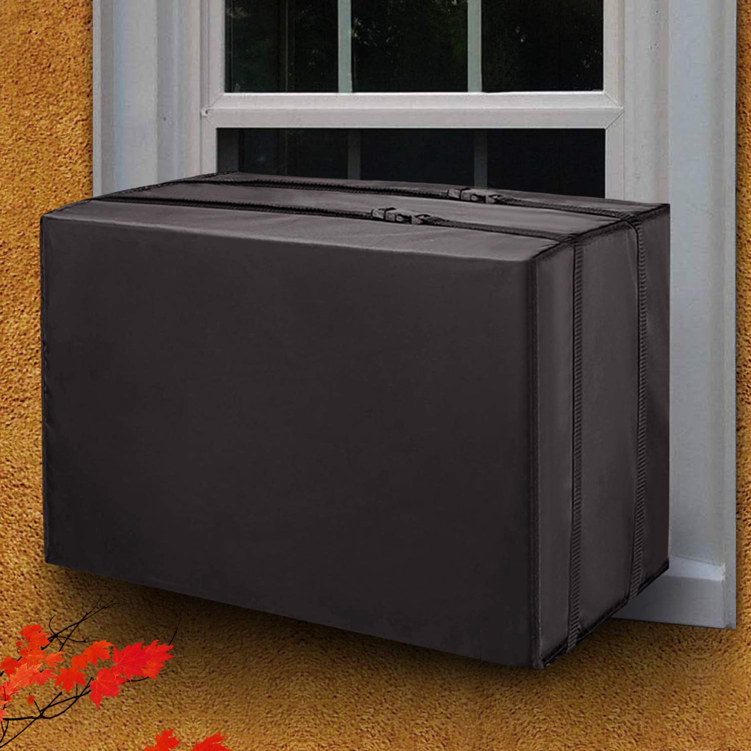 TAKTOPEAK Window Air Conditioner Cover Outdoor, Dust-Proof and Waterproof Window AC Cover for Outside, Heavy Duty Defender, Bottom Covered with Straps, Small Black 21 x 16 x 16 inches (L x D x H)