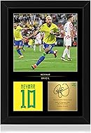 Win FC Neymar Jr A4 Framed Photo Display - Reproduced Digital Signature - Gift For Brazil Fans