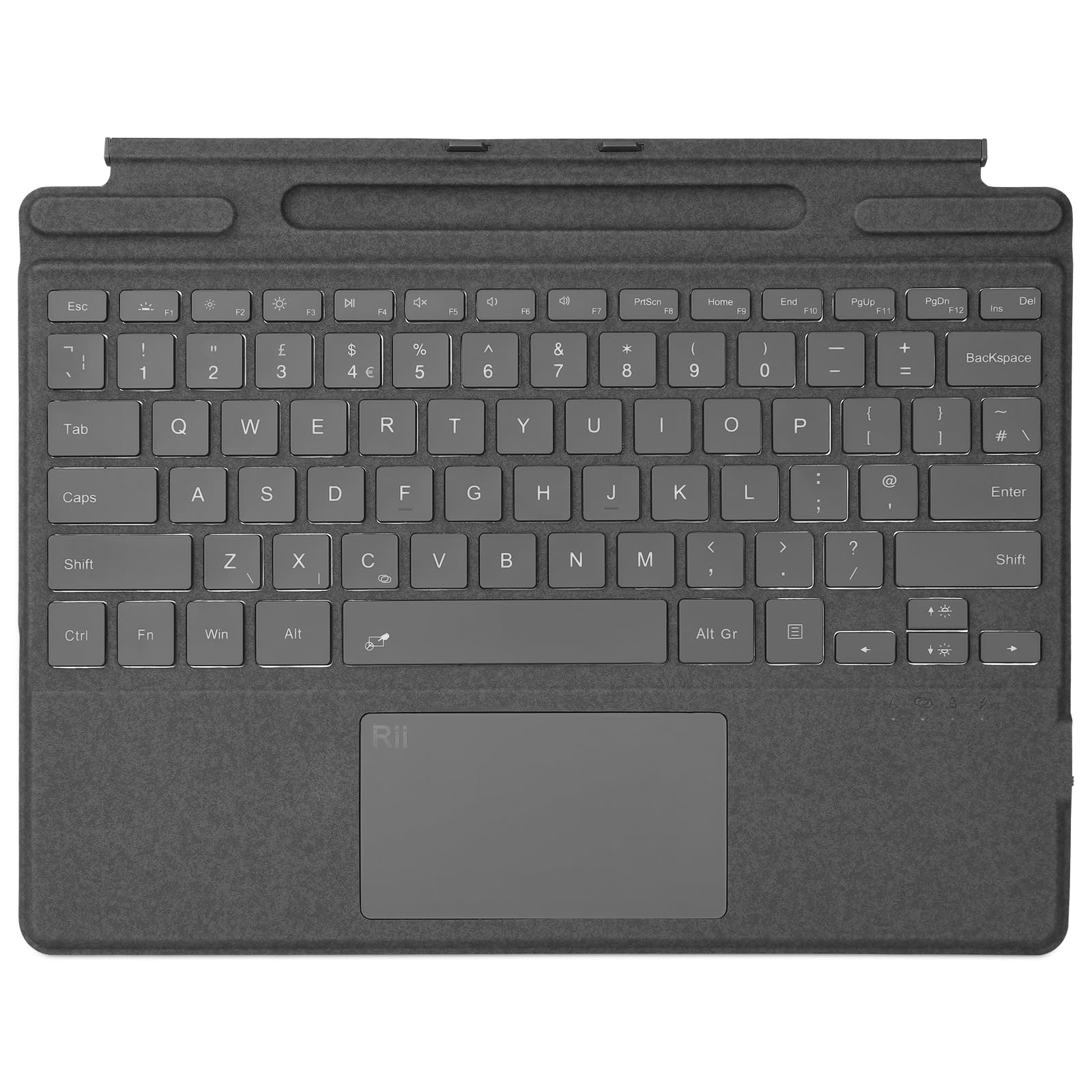 Rii Surface Pro Type Cover,Ultra-Slim Portable Bluetooth Wireless Keyboard with Touchpad,7 Color Backlit,Compatible with Microsoft Surface Pro 8/9/X Only