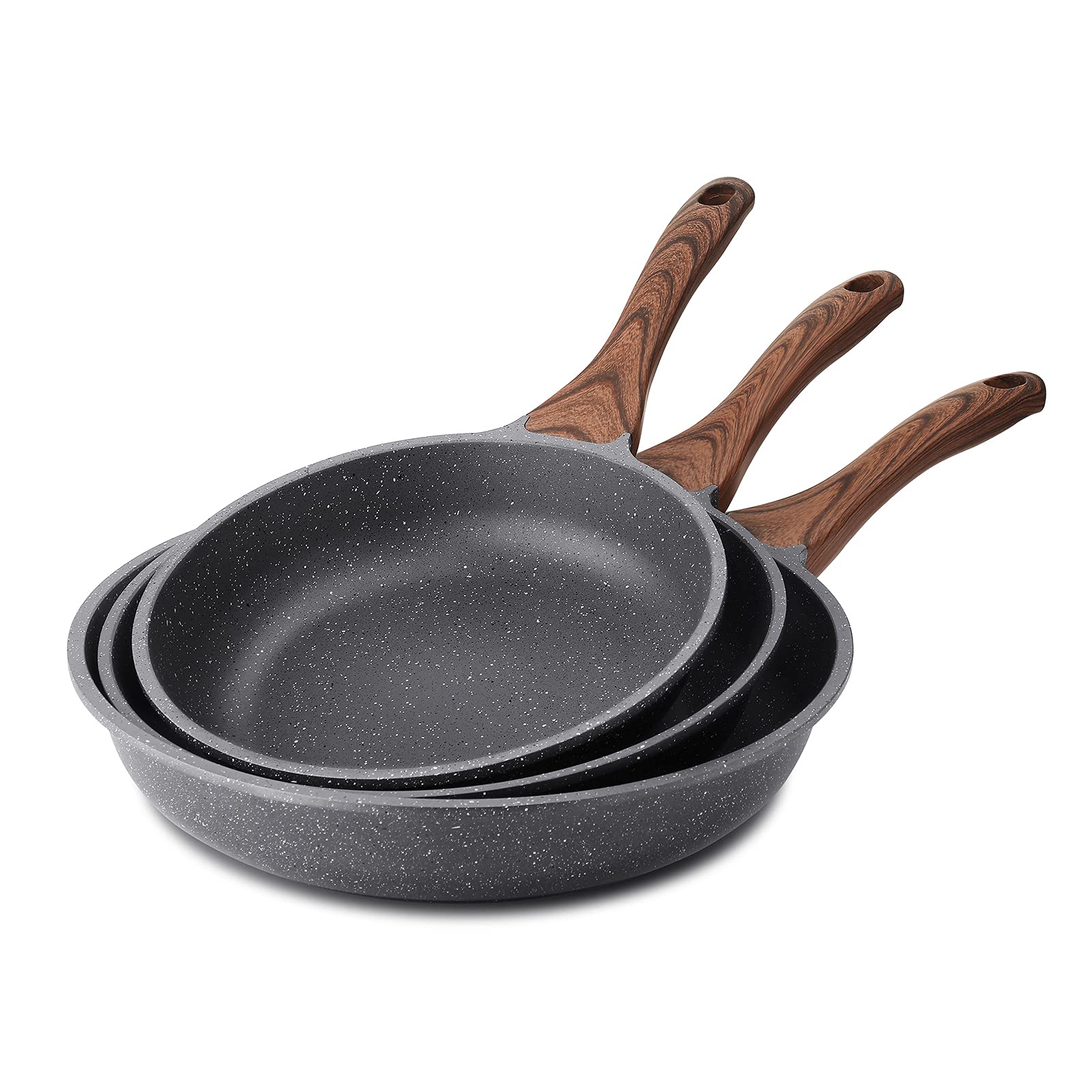 SENSARTE Nonstick Frying Pan Skillets, Swiss Granite Coating Omelette Pans, Healthy Cookware Chef's Pan, PFOA Free(9.5+11+12.5 Inch)