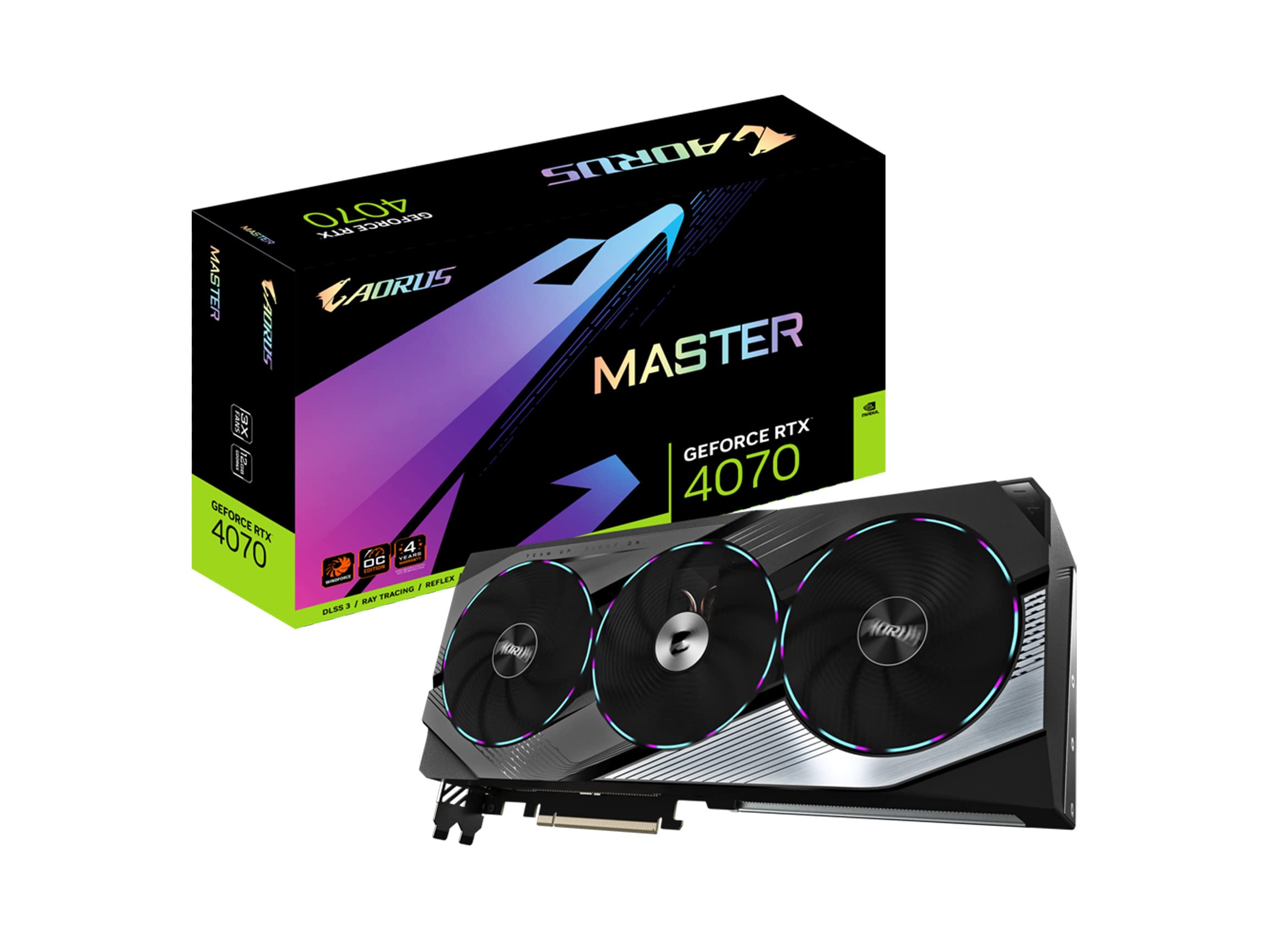 Gigabyte AORUS GeForce RTX 4070 Master 12G Graphics Card, 3X WINDFORCE Fans, 12GB 192-bit GDDR6X, GV-4070AORUS M-12GD Video Card