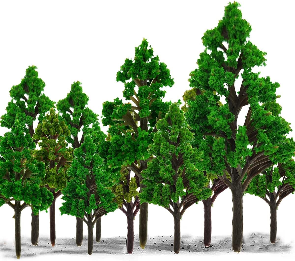 Kaiderine 15 PCS Model Trees,4.5cm /1.7Inch- 8cm /3.1Inch Model Trees Miniature Landscape, Diorama Model Tree, Miniature Landscape Trees for DIY Train Railways Scenery Landscape, Natural Green.