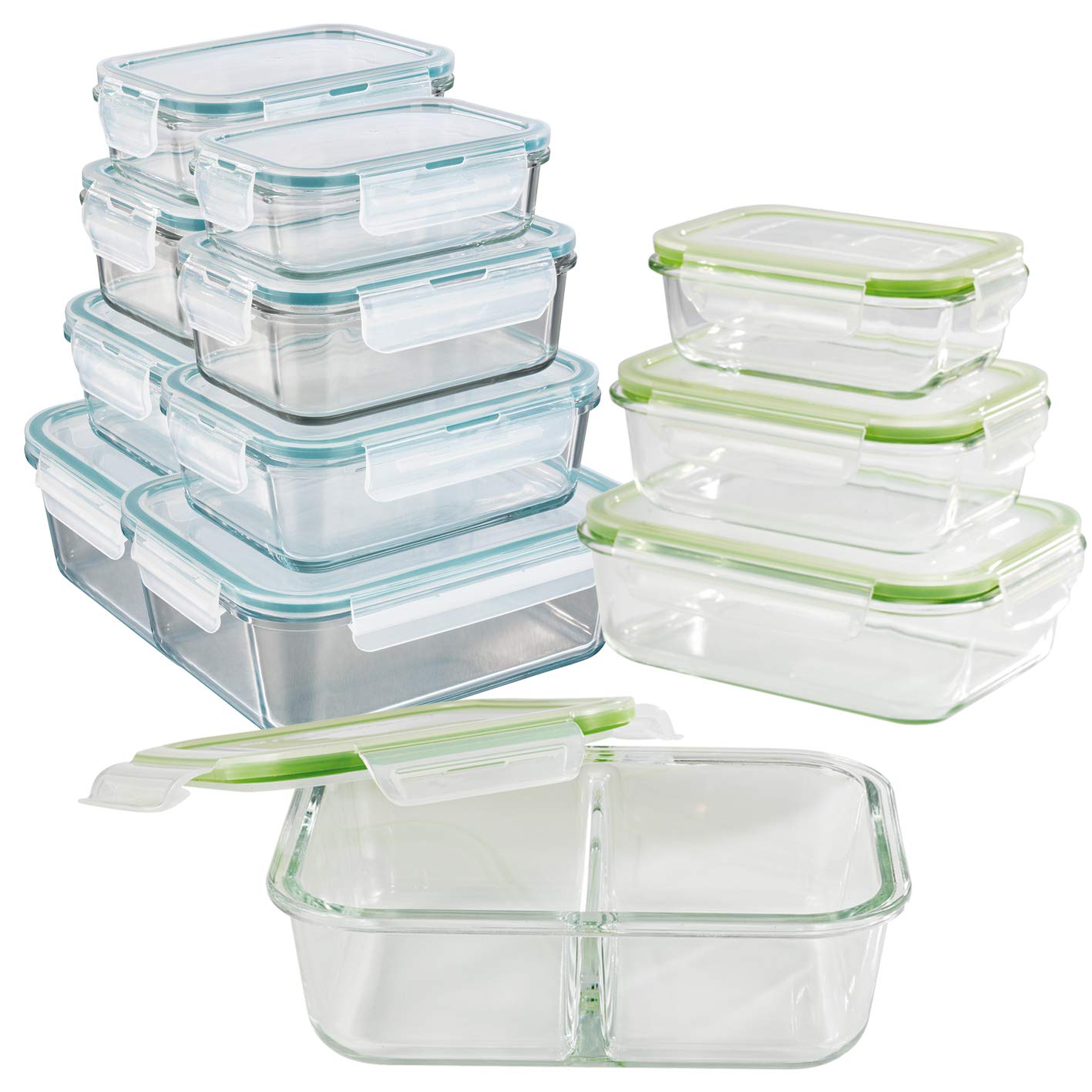 GOURMETmaxxfood storage container, Transparent, Emerald, Lime, 12 pcs