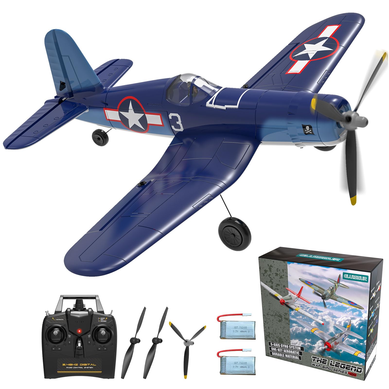 RC Plane 4 Channel Remote Control Airplane with 3 Modes - Ready to Fly Upgrade F4U Corsair RC Airplane for Beginners Adult with Xpilot Stabilization System & One Key Aerobatic