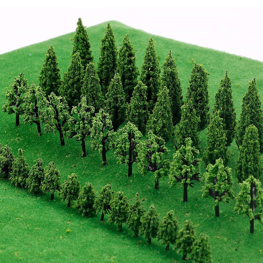 KOWVOWZ 50 Pieces Model Trees Mixed, Model Tree Diorama Tree, Mixed Model Trees, Miniature Landscape Trees for DIY Train Railways Scenery Landscape