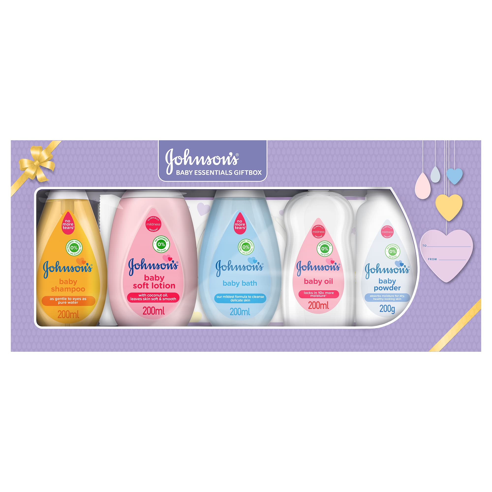 Johnson's Baby Essentials Gift Box: Baby_Shampoo, Soft Lotion, Bath, Oil, Powder, Wipes