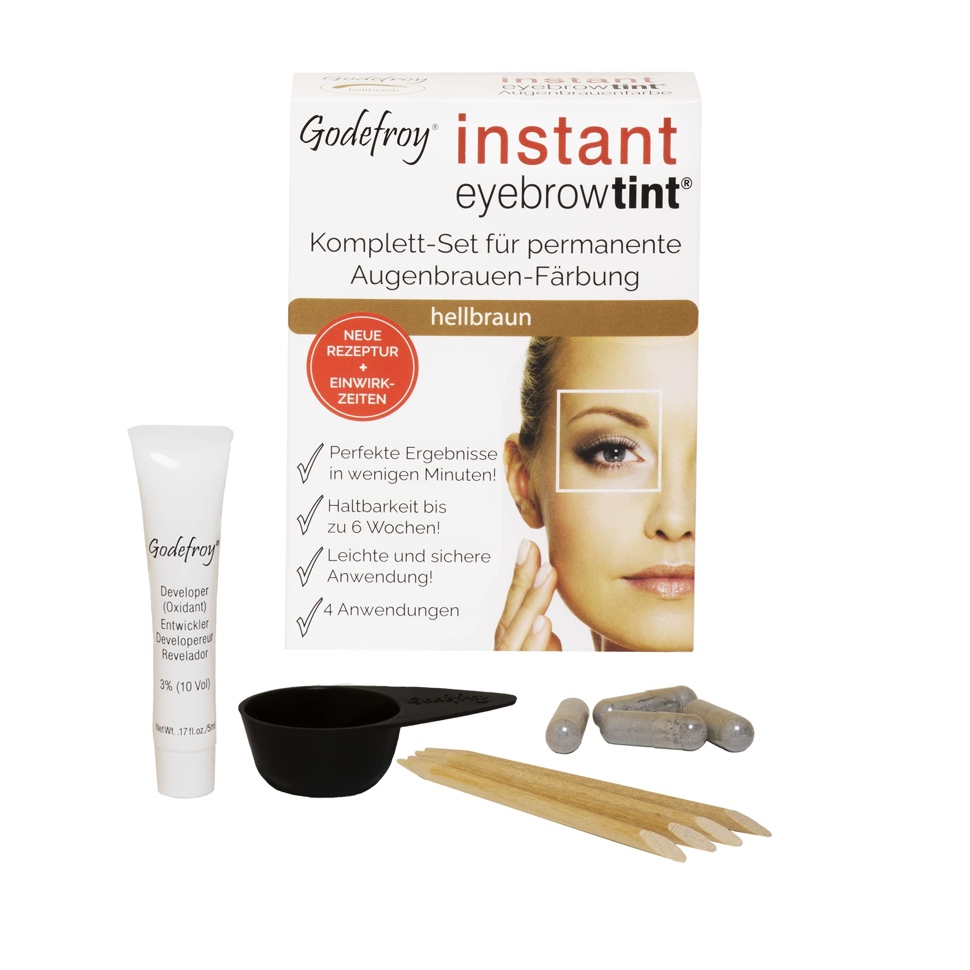 GodefroyInstant Eyebrow Tint, Eyebrow Colour EU Formula, Colouring Set Light Brown, Pack of 1 (1 x 4 Pieces)