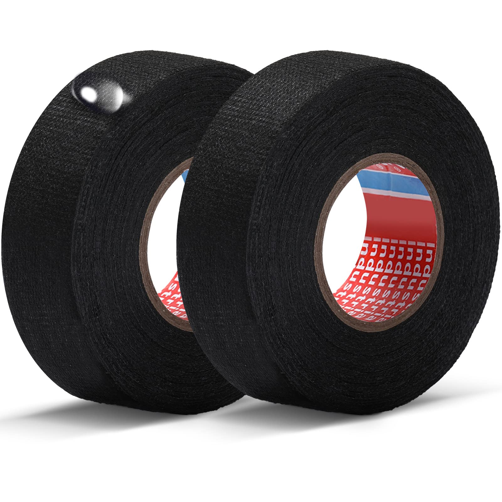 Outus 2 Rolls 1 Inch x 49.2 ft Wire Harness Tape Wire Loom Tape Automotive Cloth Tape High Temp Electrical Wrap Noise Damping Heat Proof Adhesive Fabric Tape for Protection Insulation Cable