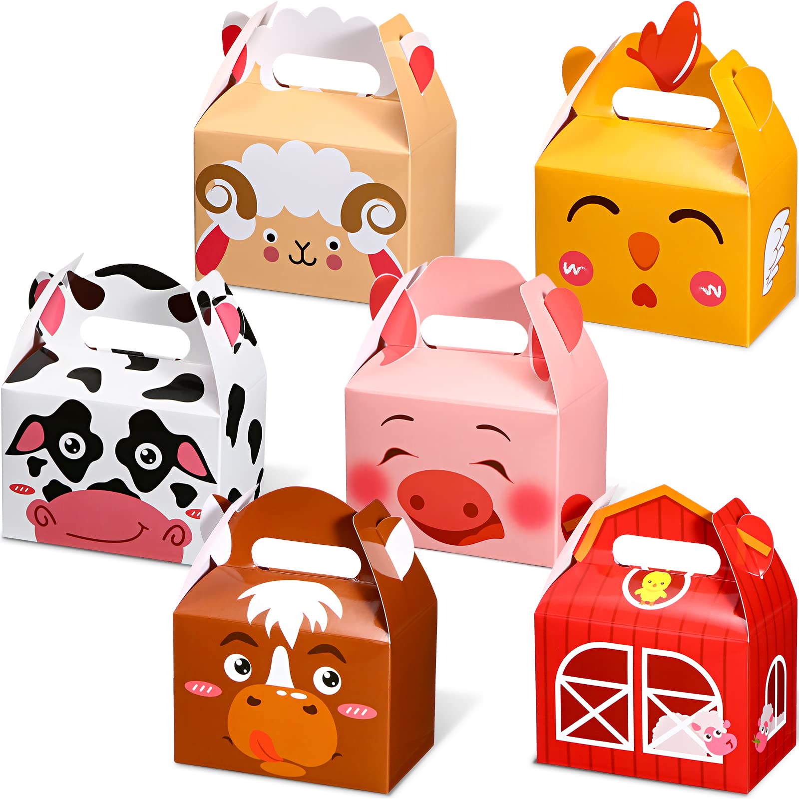 24 Pieces Party Birthday Cow Boxes Candy Farm Goodie Boxes Decorations Party Favor Boxes Animal Print Favor Boxes Birthday Boxes for Kids for Animal Theme Birthday Wedding Party Supplies