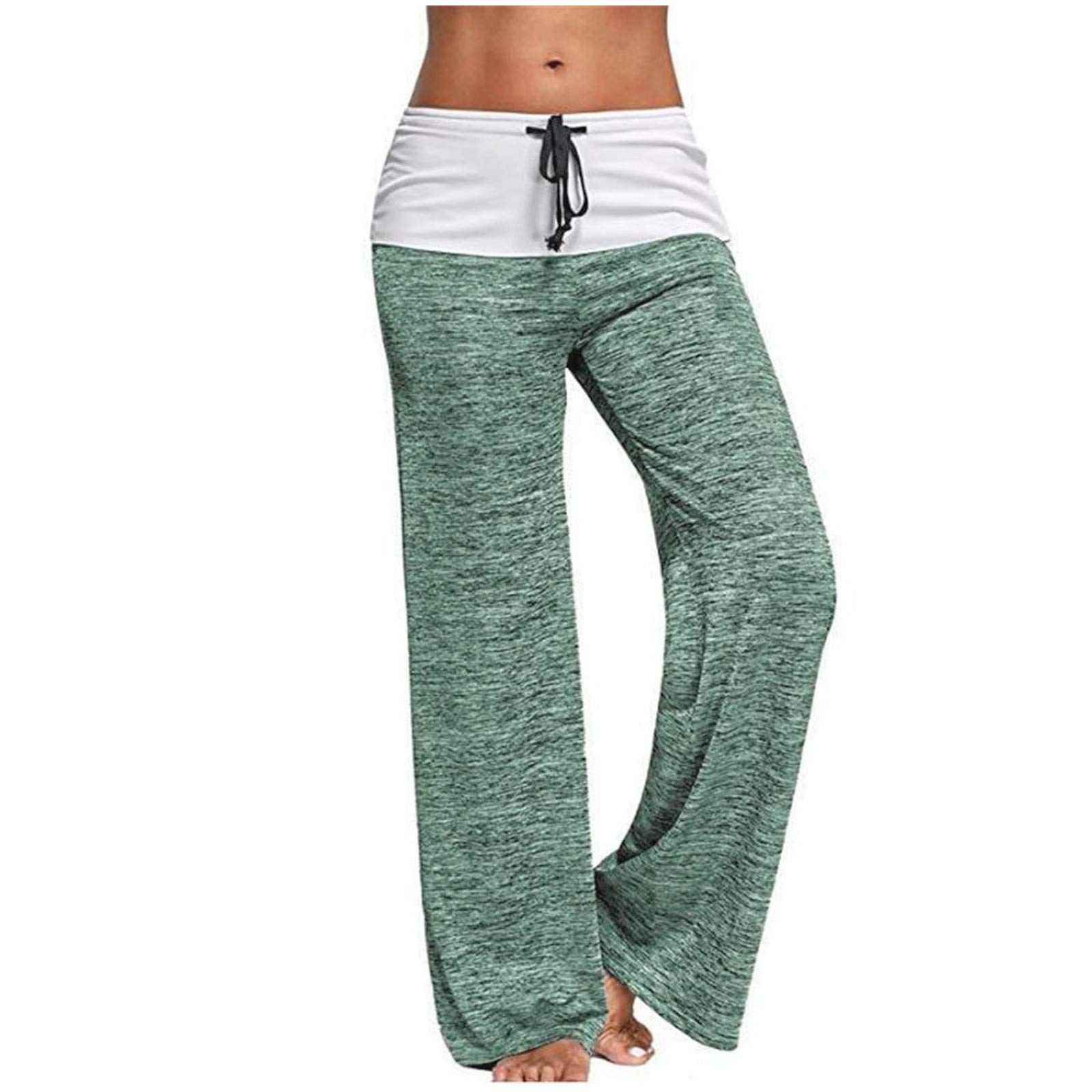 HIMIWAY Women's Patchwork Yoga Quick-Drying Sports Pants Outdoor Casual Wide-Leg Pants Hf263