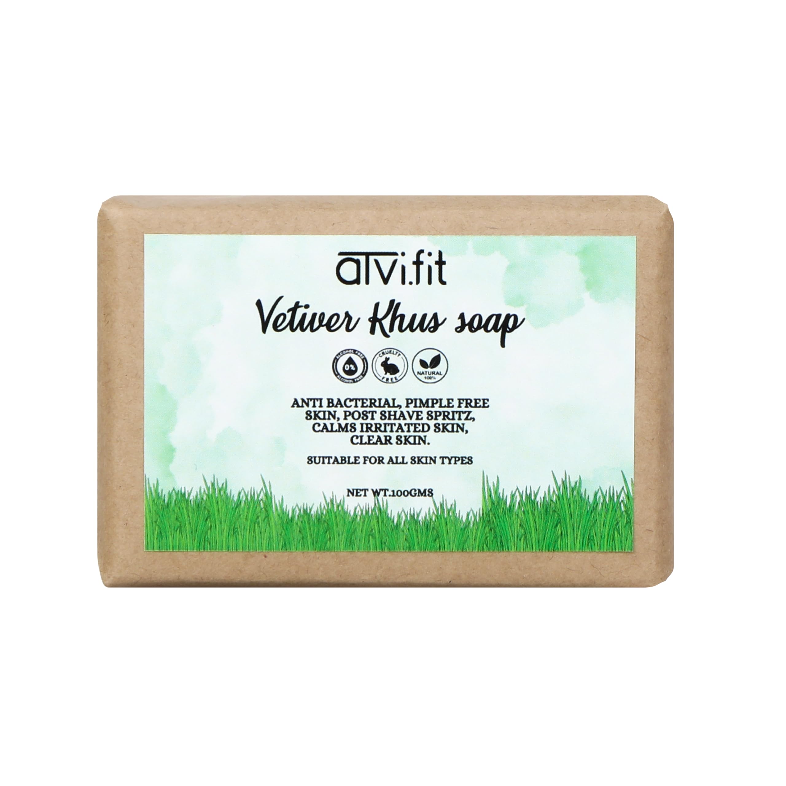 Atvi.fit anti Bacterial, anti-inflammatory Khus Vetiver roots soap for Pimple Free Skin, clear skin