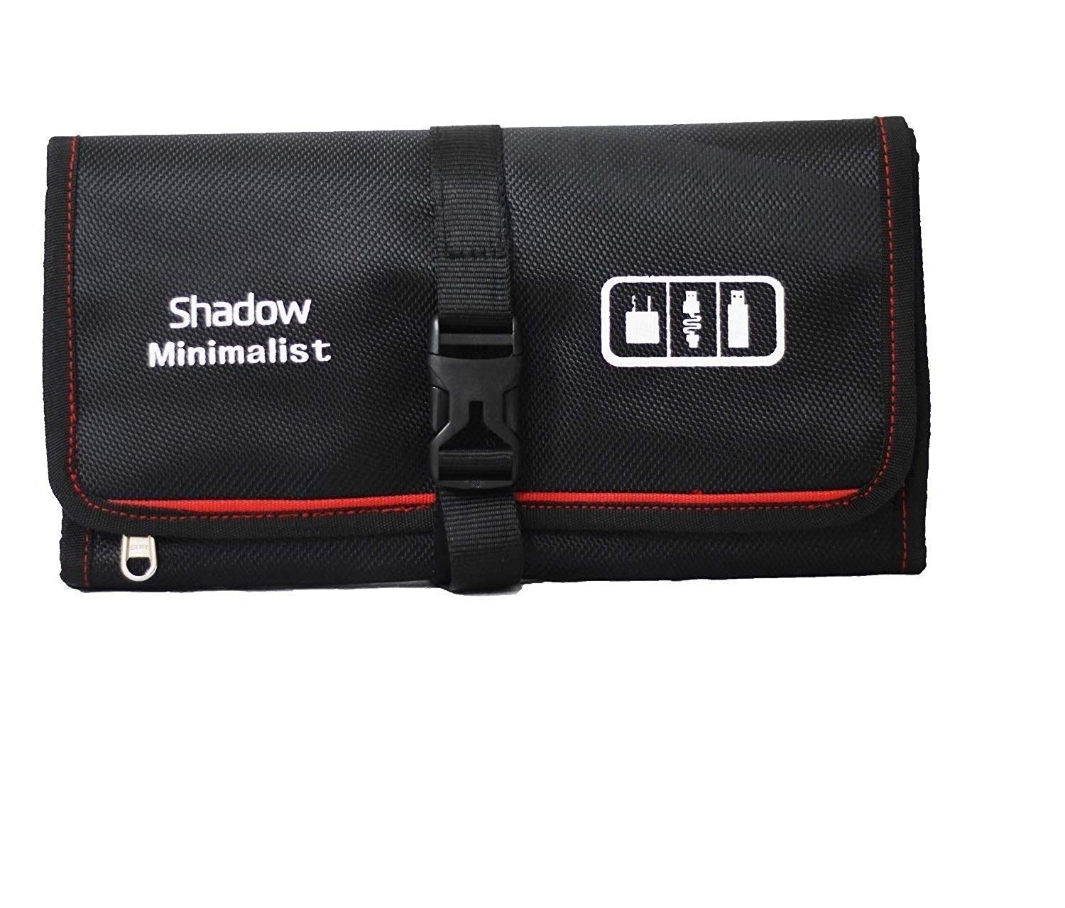 Shadow Innovations Minimalist New Launch Gadget Organizer Bag for All Gadgets, Mobile Accessories, Camera Accessories & Other Digital Devices with Uber Cool Print (Red-Black)