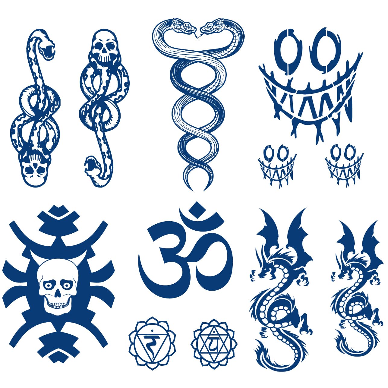 Halloween Tattoos Semi Permanent Temporary Tattoos 6-Sheet 2 Weeks Long Last Fake Snake Tattoos, 100% Plant-Based Ink Infinity Waterproof Tattoo Stickers