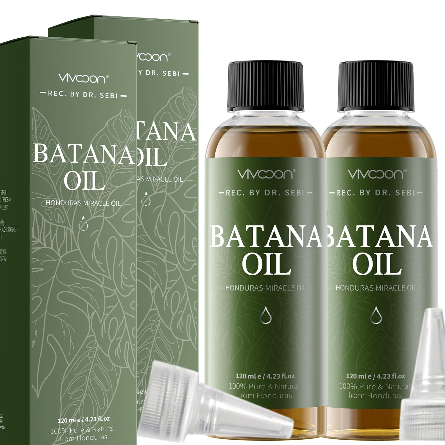 Batana Oil for Hair Growth, 100% Pure & Natural Raw Batana Oil, Dr. Sebi Organic Oil from Honduras, Care for Hair Thickness & Scalp & Skin, 1 Bottle with 2 Caps 4.2oz