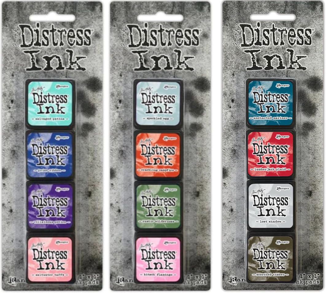 Bundle - Tim Holtz Ranger Ink Mini Distress Ink Pad Sets - 16, 17, and 18 - Sixteen, Seventeen and Eighteen