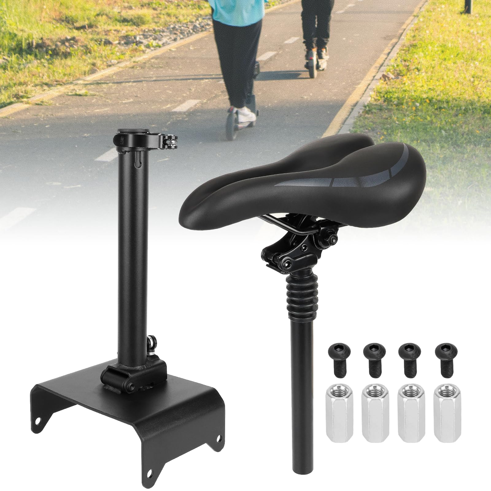 CISSIYOGElectric Scooter Seat Saddle for Segway-Ninebot F20/F25/F30/F40, Shock-Absorbing Foldable/Soft/Breathable Seat, Adjustable Height 51-63 CM/Weight Capacity 100KG, Accessories for E-Scooters