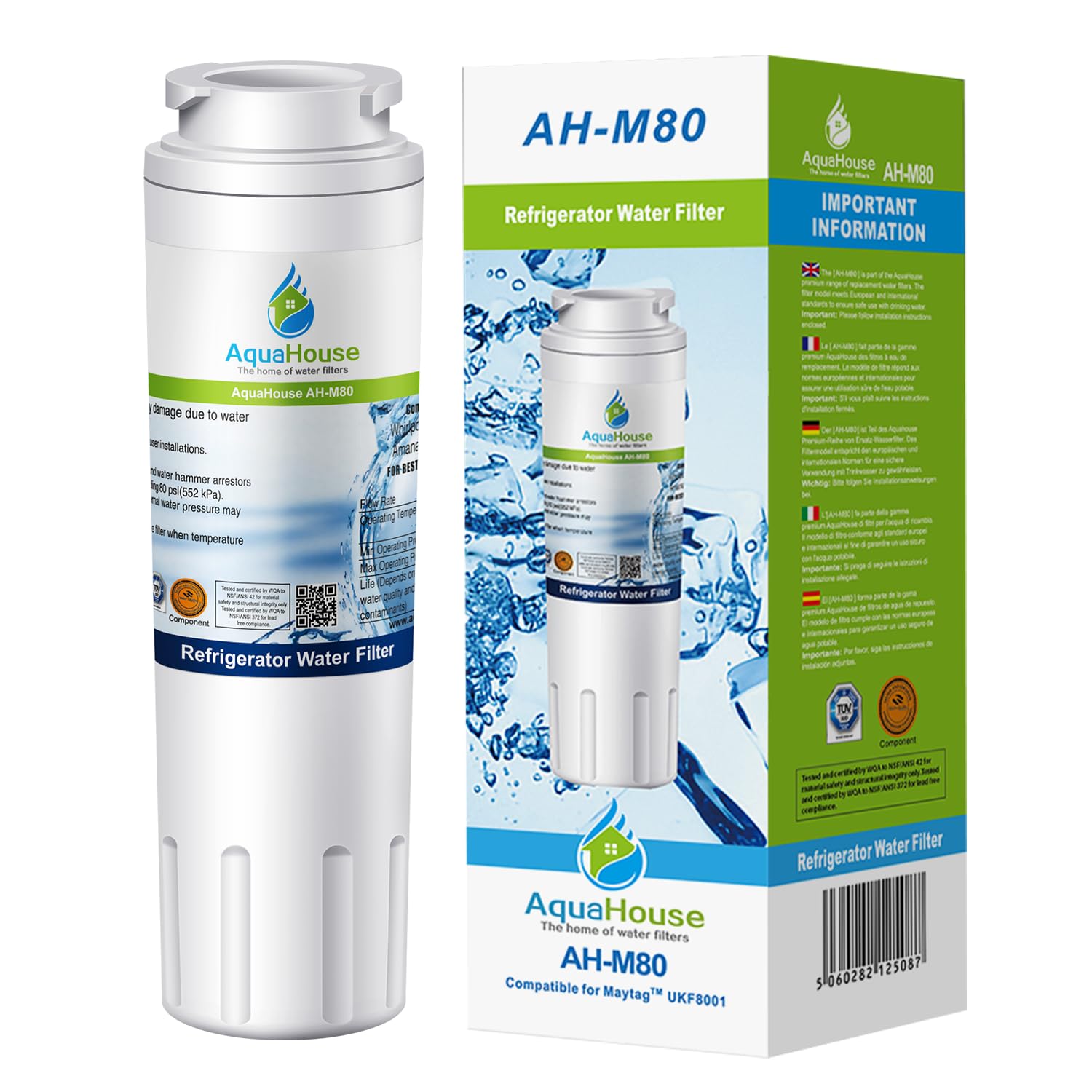 AquaHouseAH-M80 Compatible Water Filter for Maytag UKF8001, UKF8001AXX, Puriclean II PUR, Amana, Admiral, KitchenAid, Kenmore