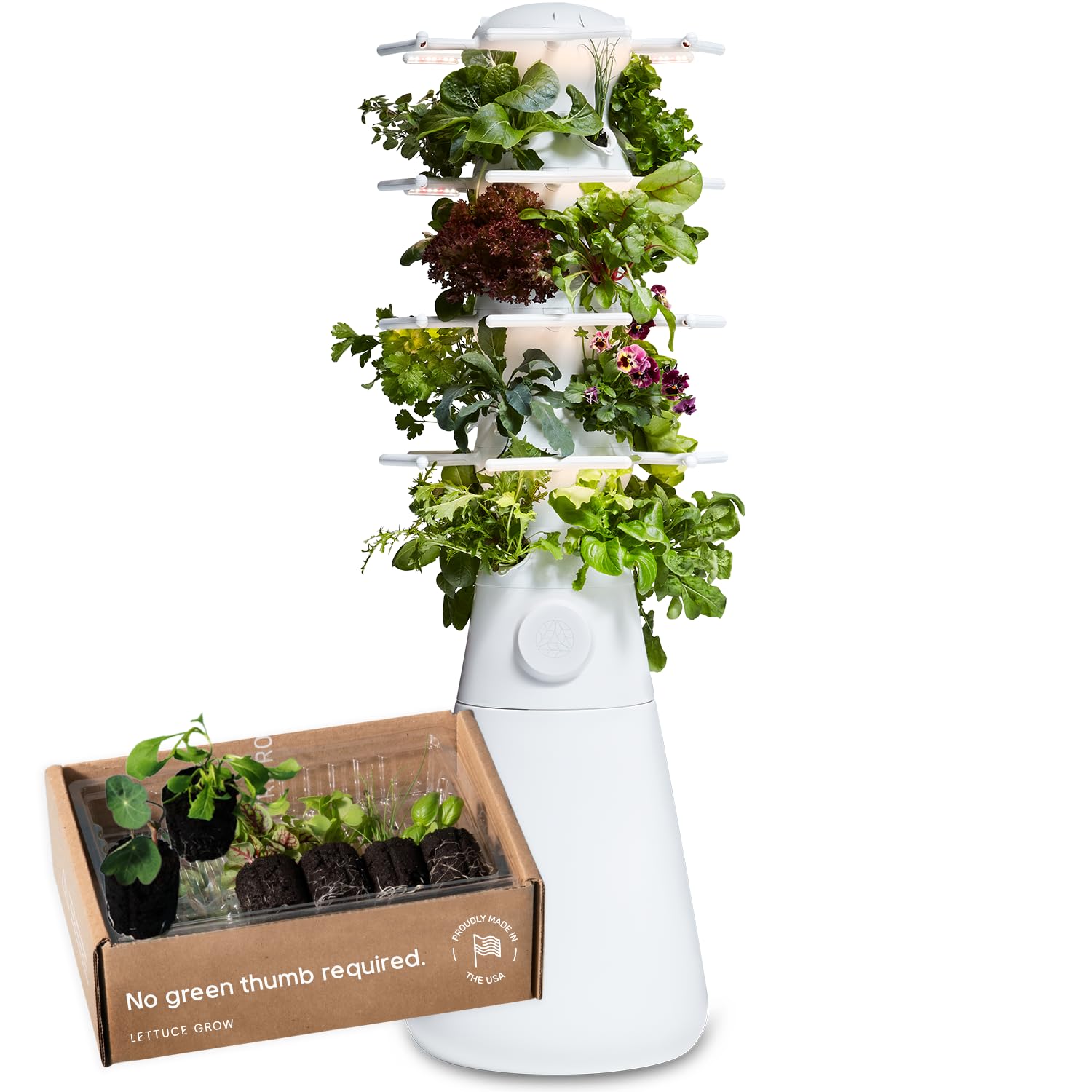 New! Lettuce Grow Farmstand Nook | 20 Plant Hydroponic System | Self-Watering Indoor Vertical Garden Planter Tower w/Pump, BPA-Free Food Grade | 4ft 7in | Made in USA…