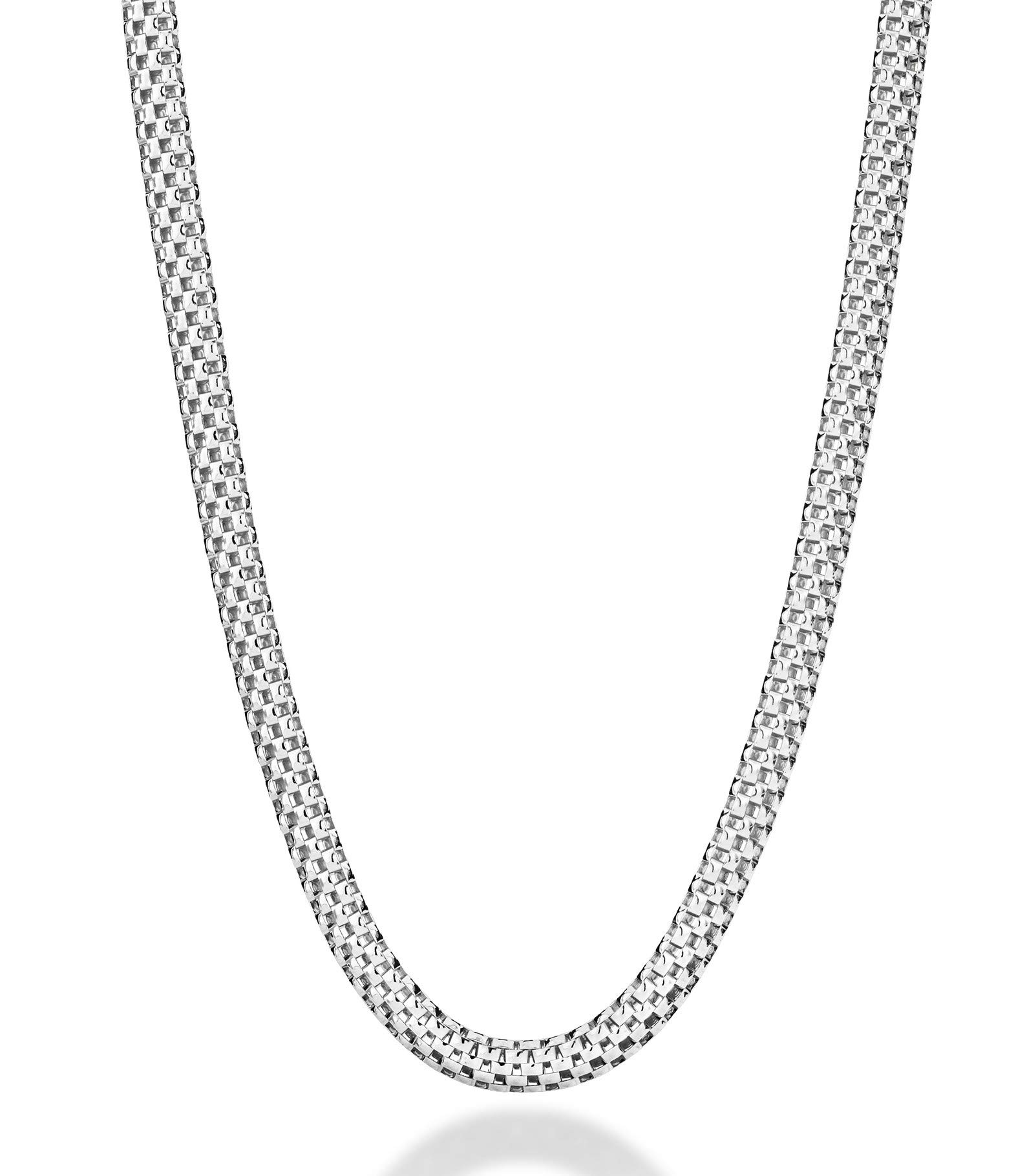 Miabella925 Sterling Silver Italian 4mm Mesh Link Chain Necklace for Women, Made in Italy