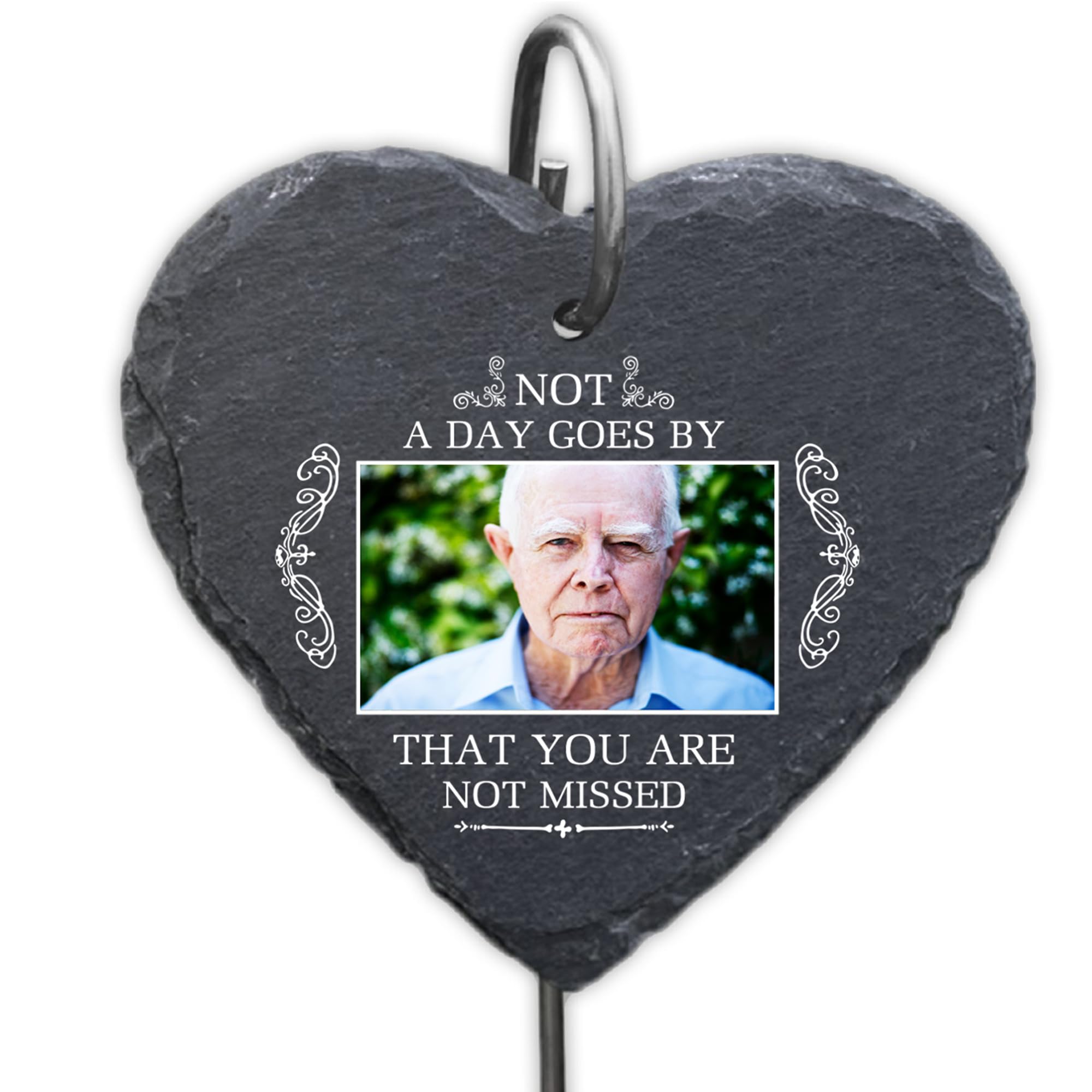 Not A Day Goes By That You Are Not Missed - Personalized Memorial Garden Slate & Hook, Memorial Gifts for Loss of Loved One. Cemetery Decorations for Grave (GS18)