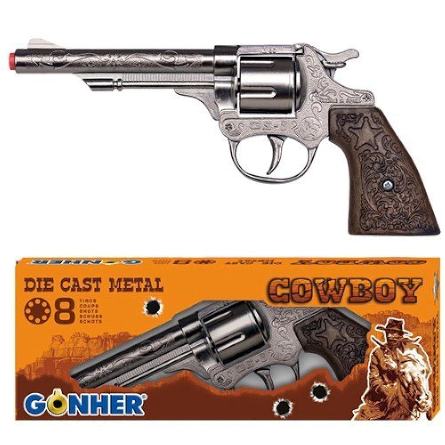 Peterkin Gonher Diecast Metal 8 Ring Shot Cowboy Gun,20.5cm