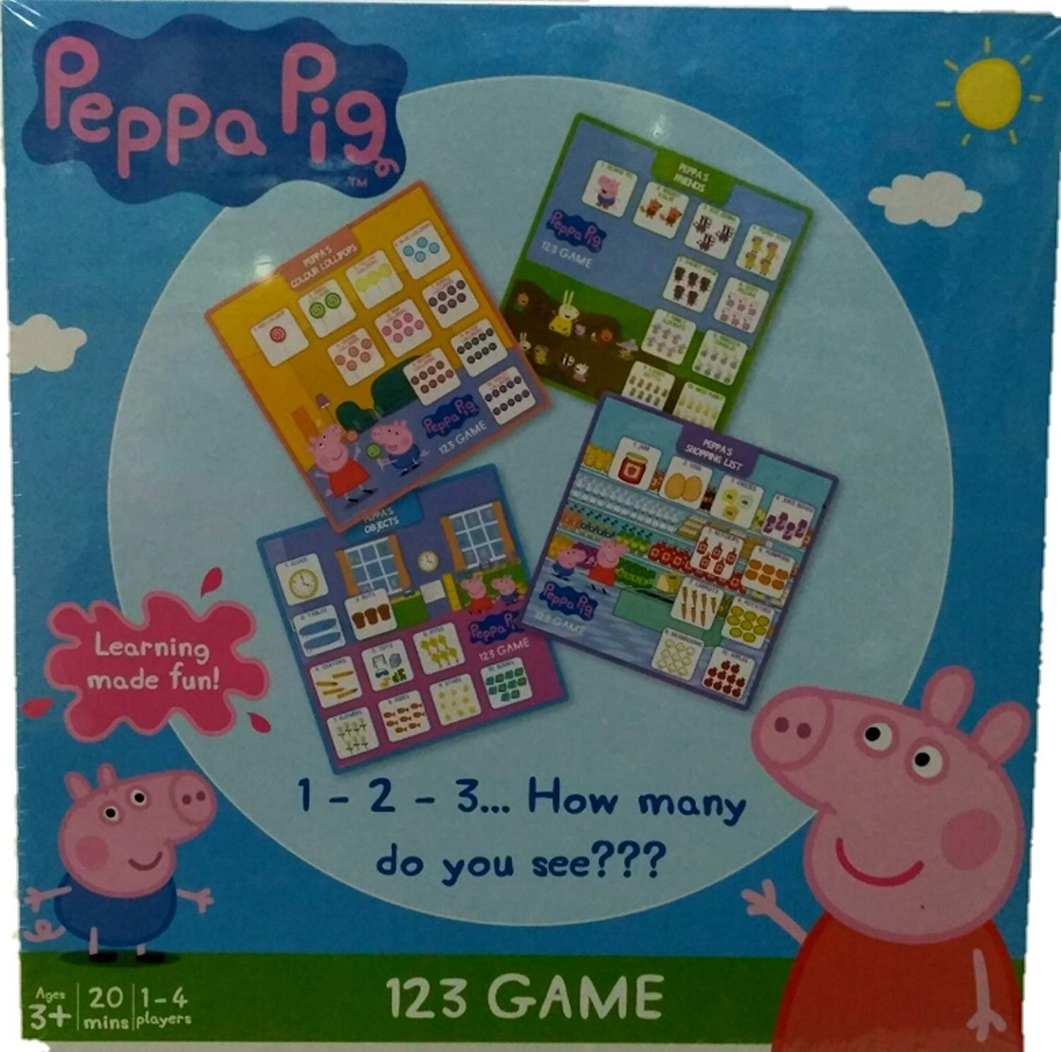 Funskool Games, Peppa Pig, 123 Game, Educational Game, Counting & Matching Skills, 1, 4 Players, 3 & Above for Kid