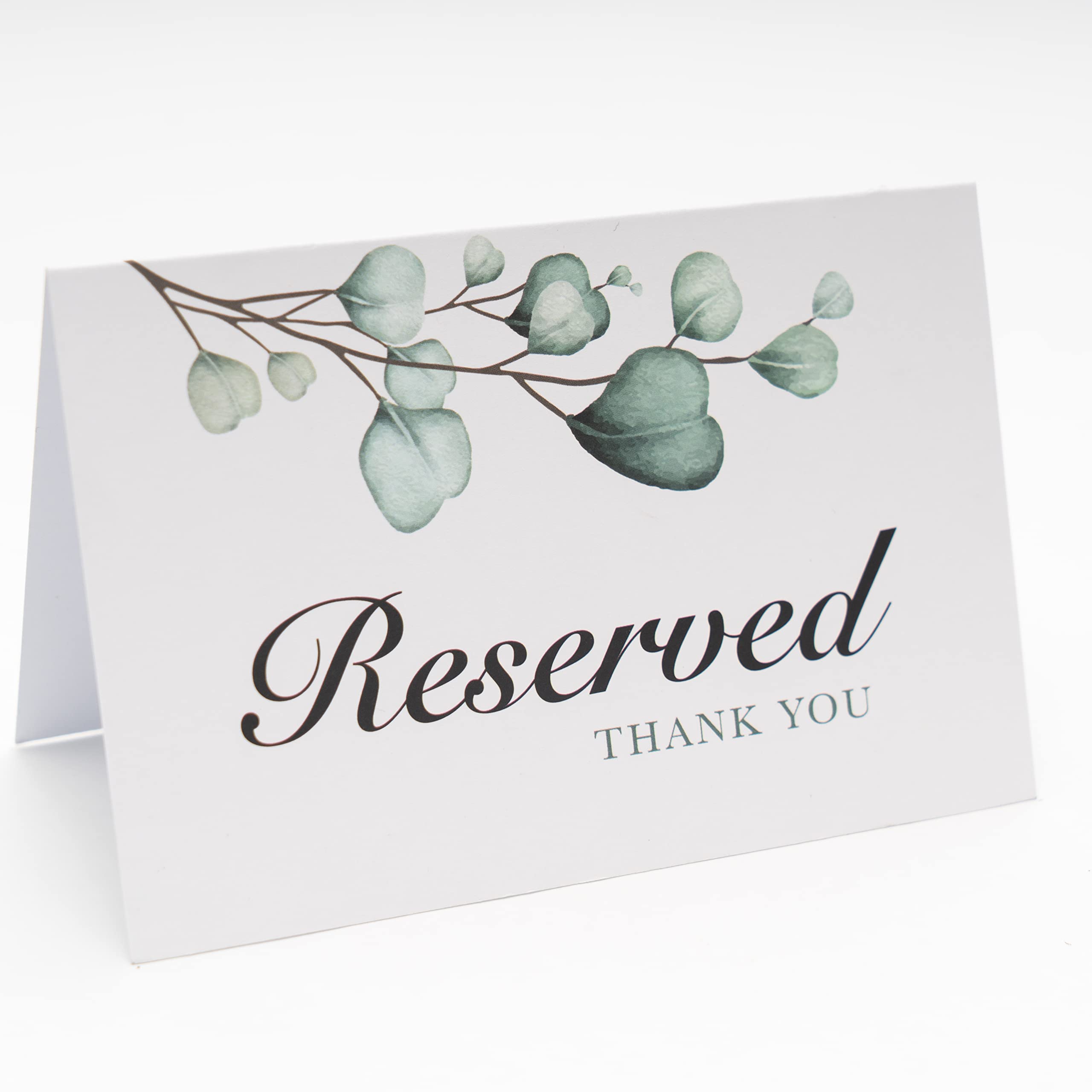 CLEVER SIGNSReserved Table Signs, Pack of 25, Reserved Signs for Weddings, Receptions, Christmas, Events, 4x6 inches Reservation Cards for Tables, Greenery Watercolor Reserved Signs