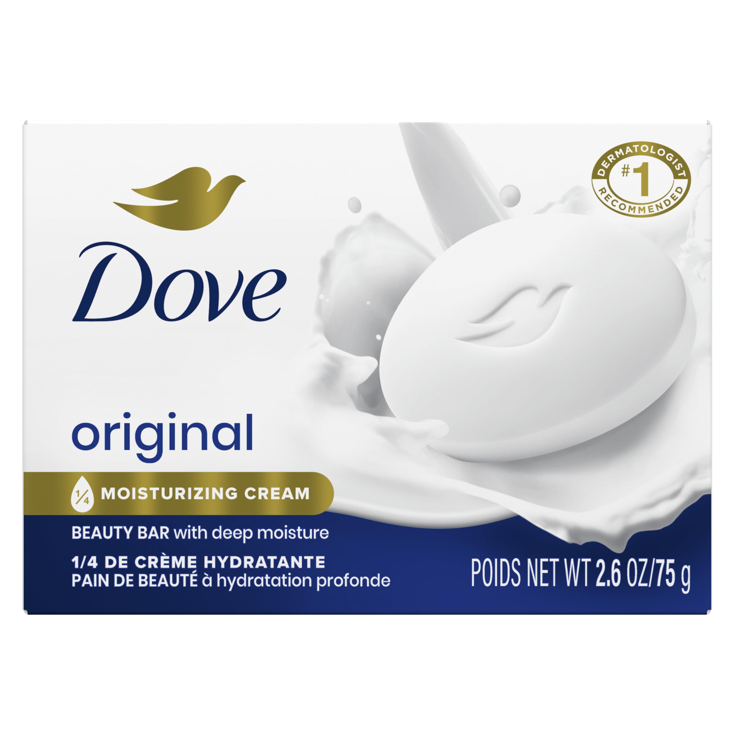 Dove Beauty Bar Soap Original, Pack of 36 for Soft, Smooth Skin, with 1/4 Moisturizing Cream 2.6 oz