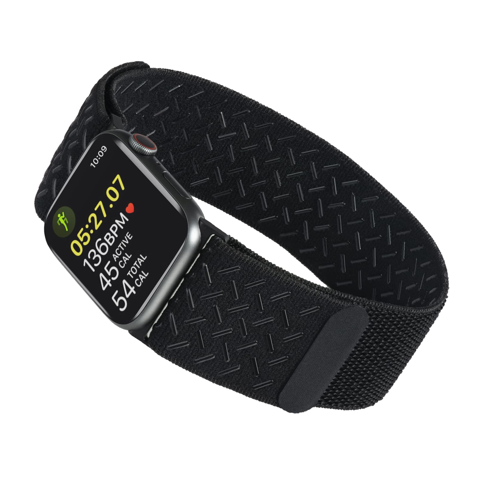 Tefeca Black Woven Nylon Breathable Sport Loop Armband/Ankle Band Compatible with Apple Watch Series 9/8/SE2/7/6/SE/5/4/3/2/1