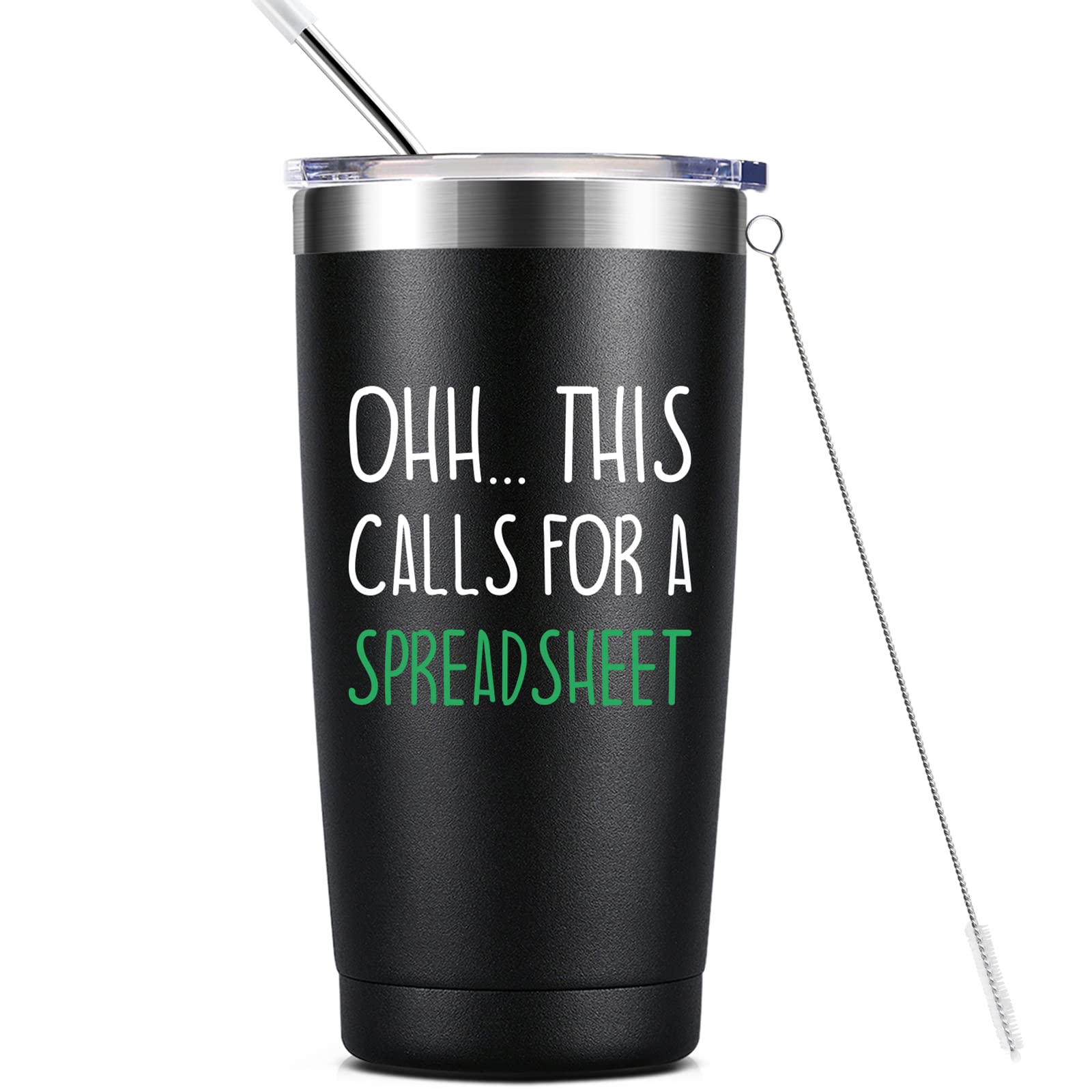 This Calls For A Spreadsheet- Accountant Gifts- Funny Gifts For Boss, Coworker, Employee, CPA, Women, Men- 20oz Vacuum Insulated Stainless Steel Tumbler with Lid, Spreadsheet Mug, Christmas Gifts