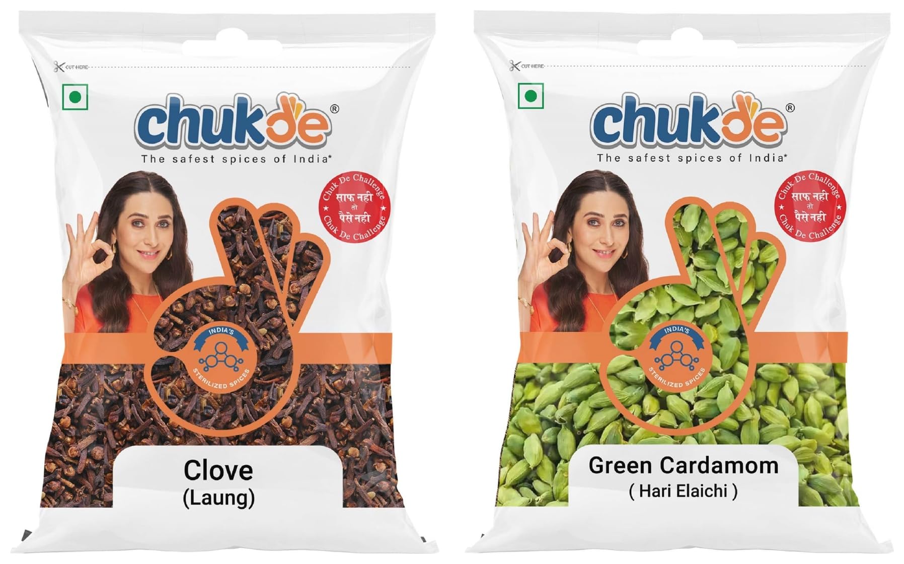 Chukde - Clove 50 Gm - Hari Elaichi 50 Gm - Whole Spices - Combo Pack