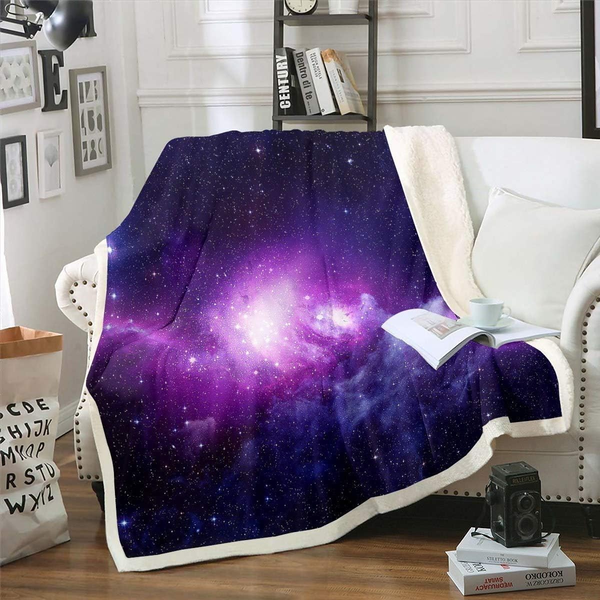 Starlight Blanket - Universe Soft Fleece Throw Blanket - Starlight Print Blankets 50x60 Inches, for Couch Bed and Room Decoration, Lightweight Comfy Microfiber Throws