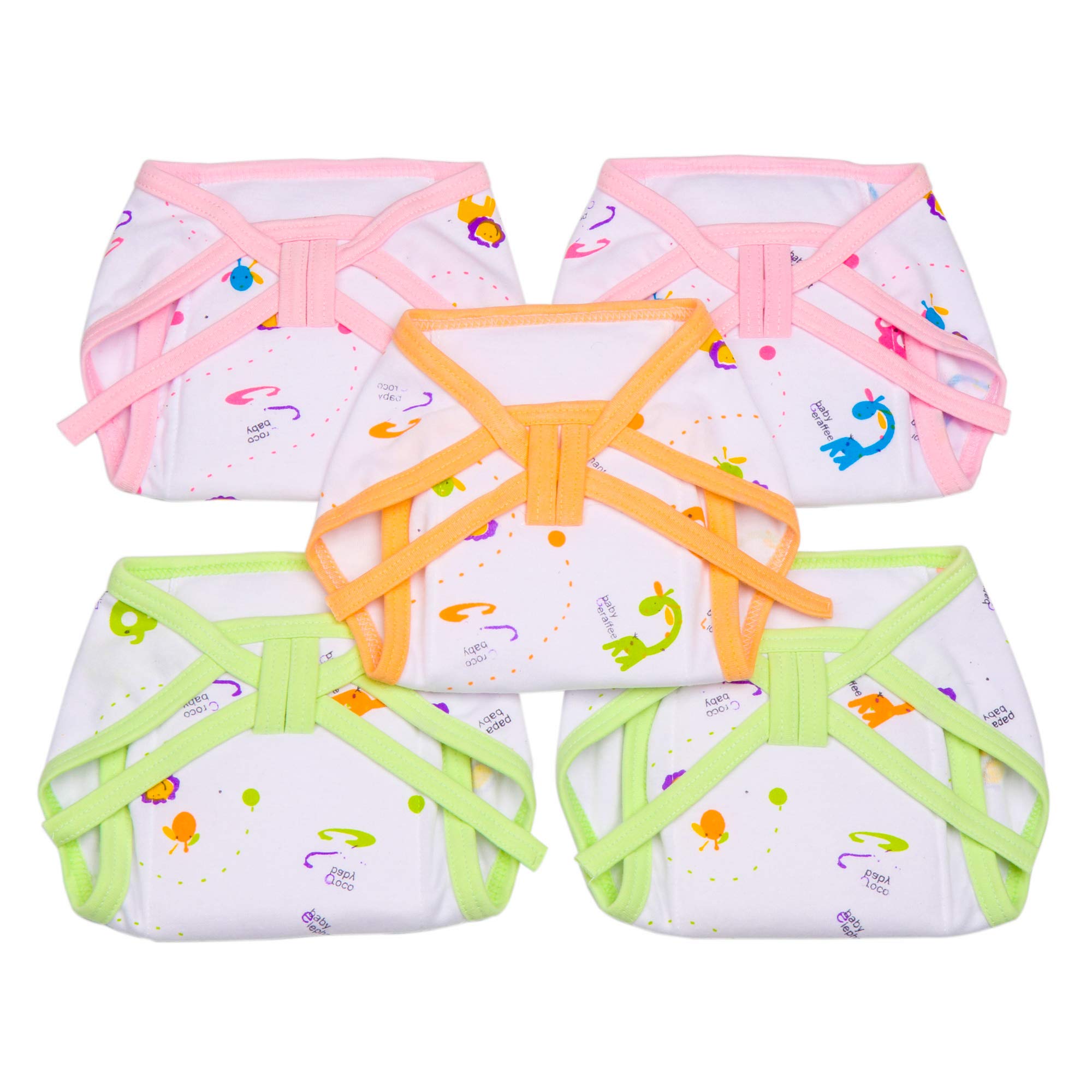 Littly Cushioned Cotton Nappies Combo - Pack of 5 (White)