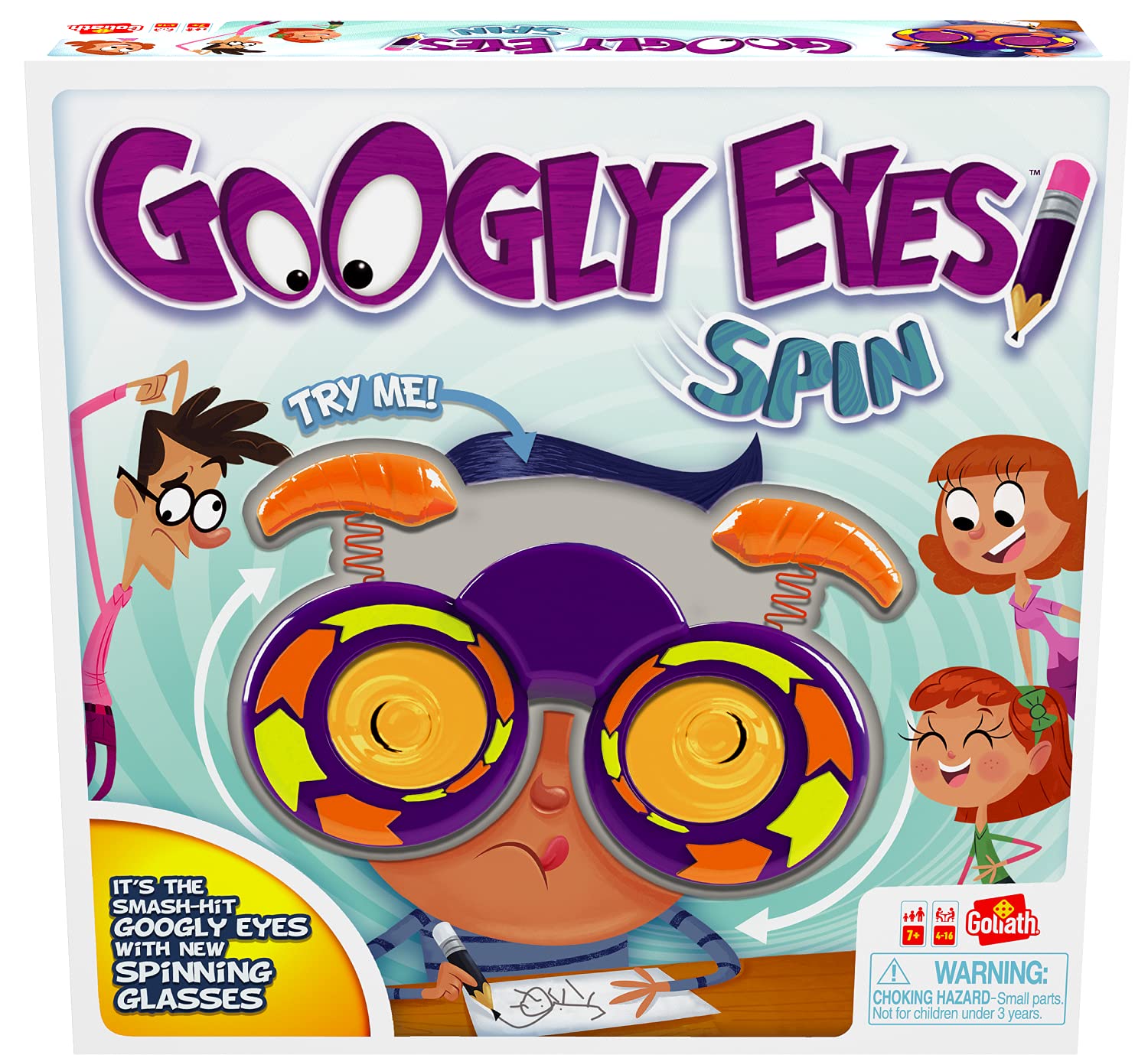 Googly Eyes Spin - The Classic Googly Eyes Family Drawing Game with Crazy, Vision-Altering Spinning Glasses by Goliath, Multi Color