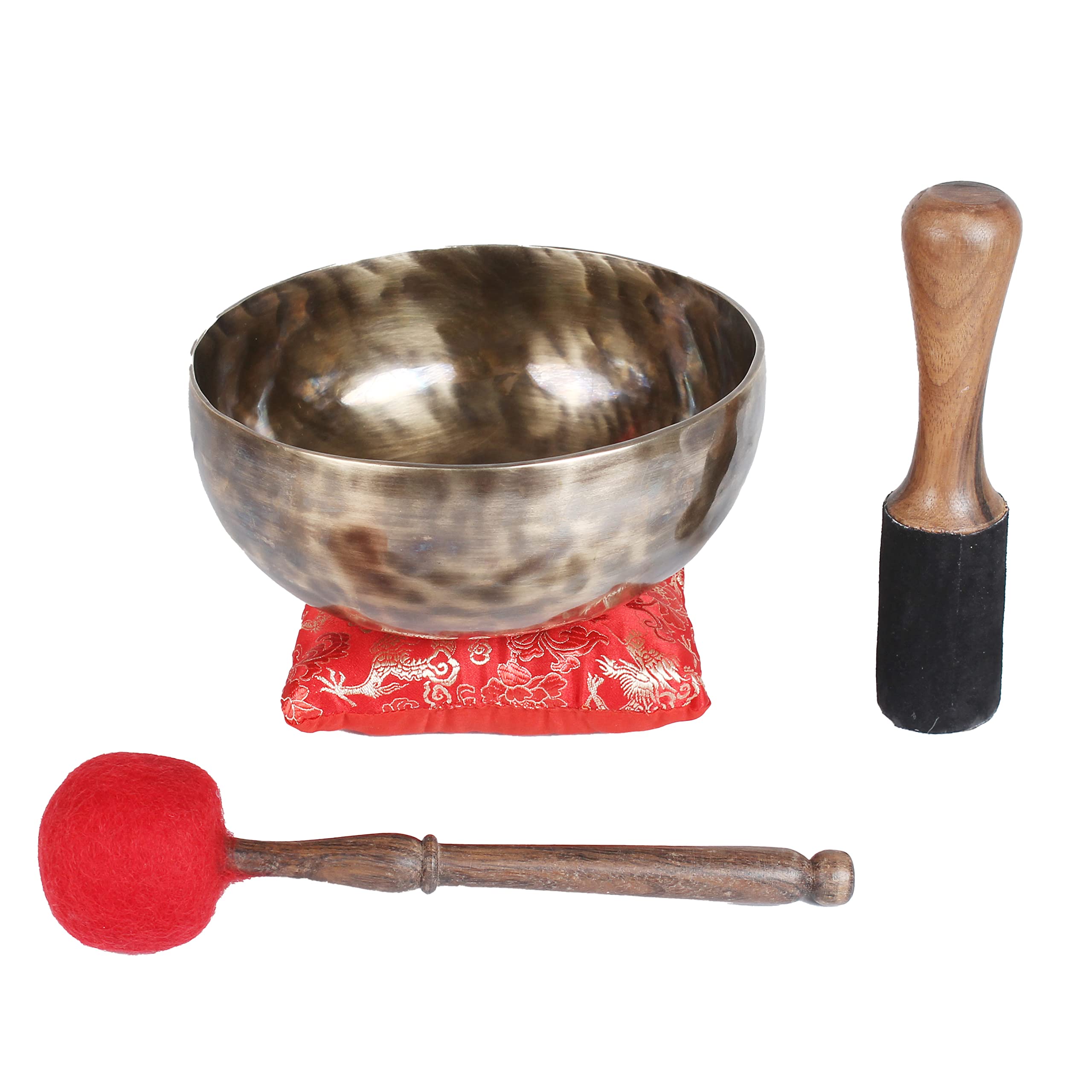 ESK 7 inch Tibetan Singing Bowl set ,Meditation, zen decor, Spiritual and Body Healing and Energy Cleansing ,Handmade, Comes w/ silk cushions, sticks and Flag