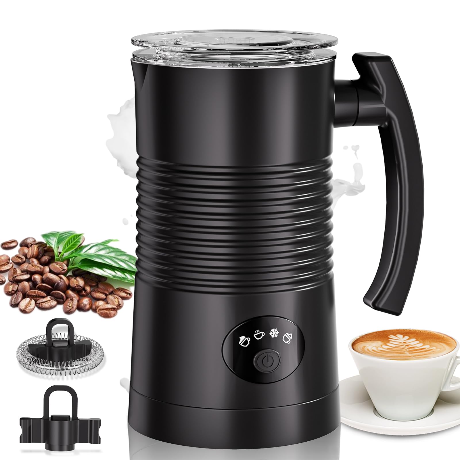 Milk Frother Electric, Automatic Frother and Milk Steamer, Hot & Cold Milk Warmer, 350ml, Temperature Control Auto Shut-Off, for Coffee, Latte, Cappuccino, Chocolate Milk