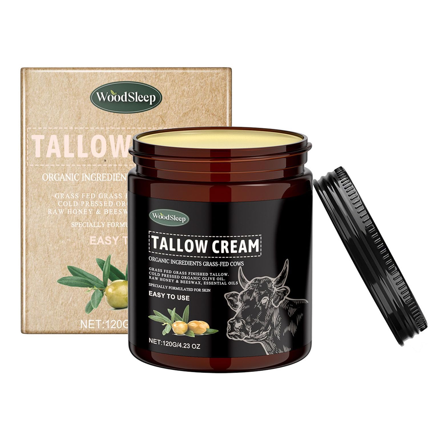 NALACAL Tallow Cream, Tallow Balm Face Moisturizer For Face To Reduce Fine Lines and Wrinkles, Tallow Balm Natural Skin Care Tallow Balm Moisturizer, Tallow Facial Sensitive Skin Care (4.23oz)