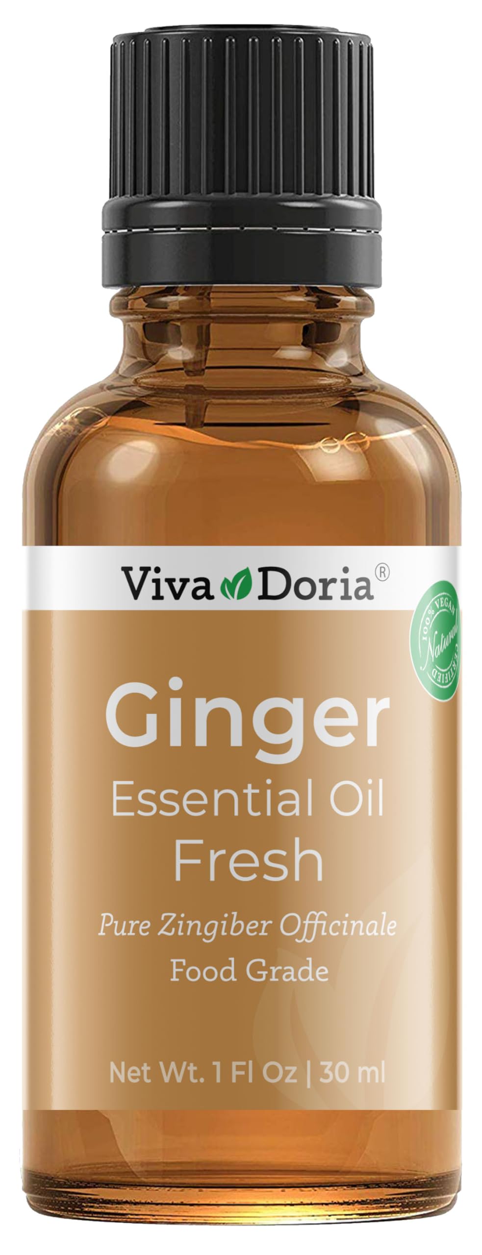 Viva Doria 100% Pure Ginger Essential Oil, Undiluted, Food Grade, Ginger Oil, 1 Fluid Ounce (30 mL) Natural Aromatherapy Oil